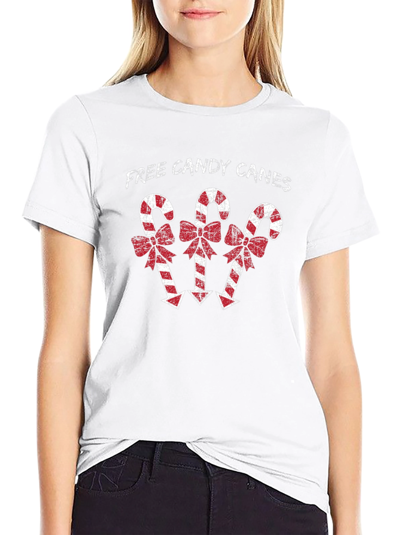 Festive Candy Cane Graphic Tee - Holiday Season