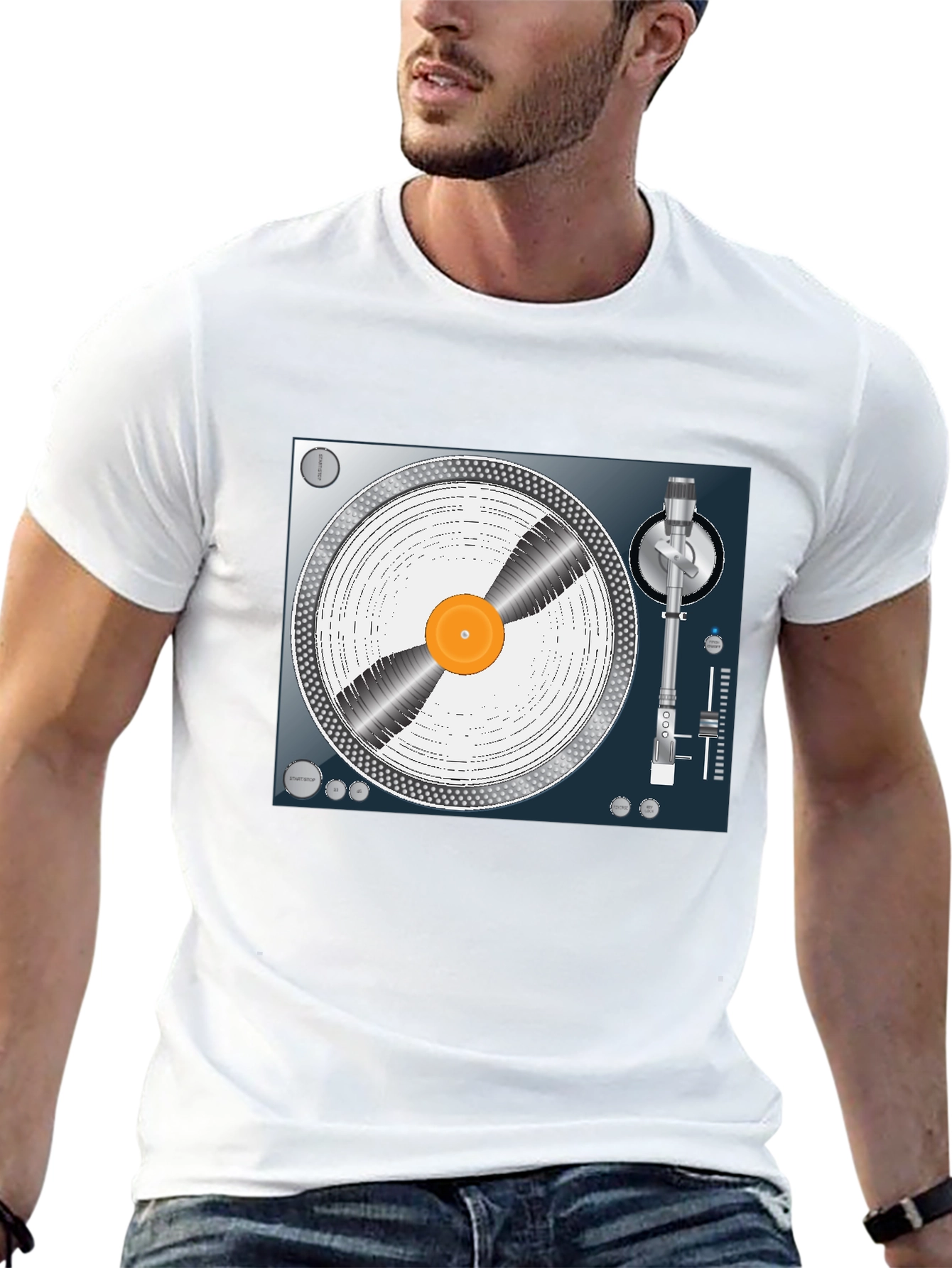 DJ Turntable Graphic Tee - Black Cotton T-Shirt