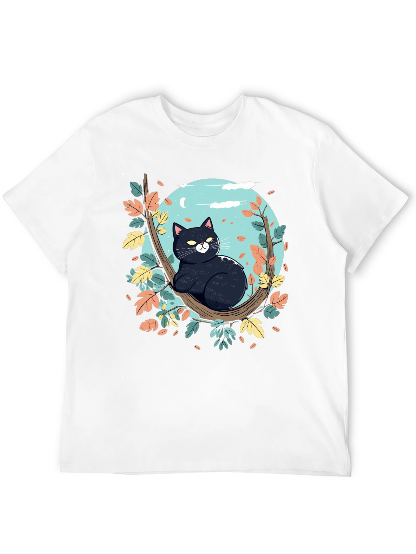 Black Cat Tree Branch T-Shirt
