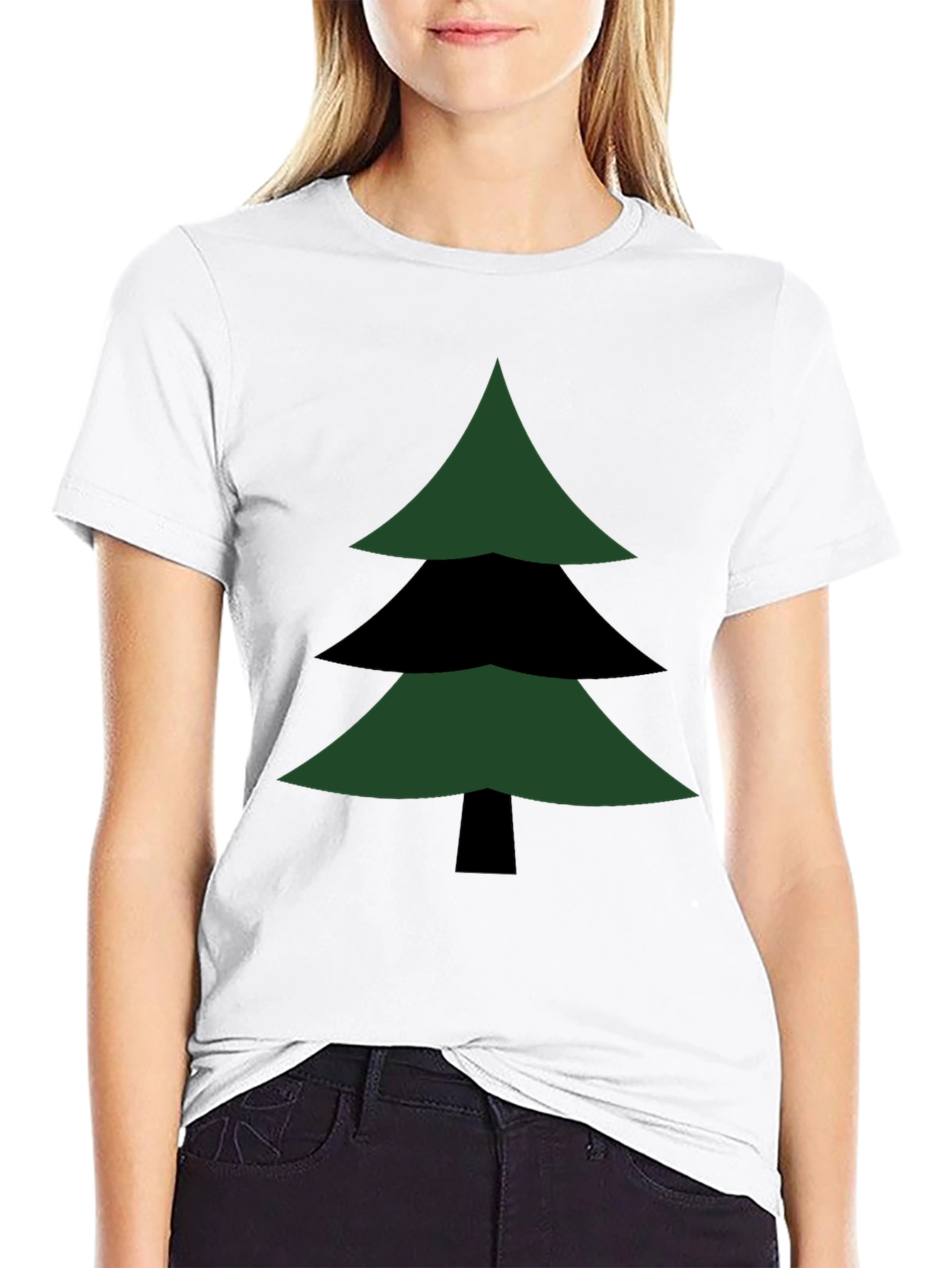 Geometric Christmas Tree Graphic Tee - Modern Holiday Style