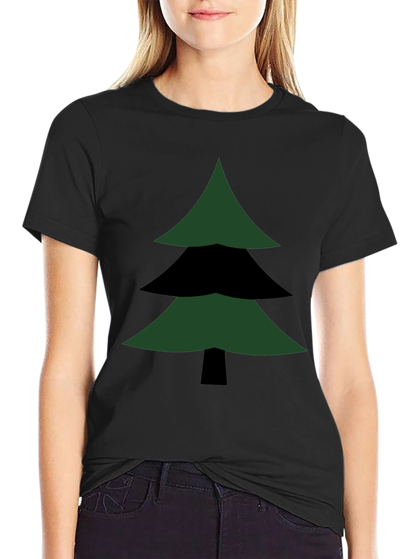 Geometric Christmas Tree Graphic Tee - Modern Holiday Style