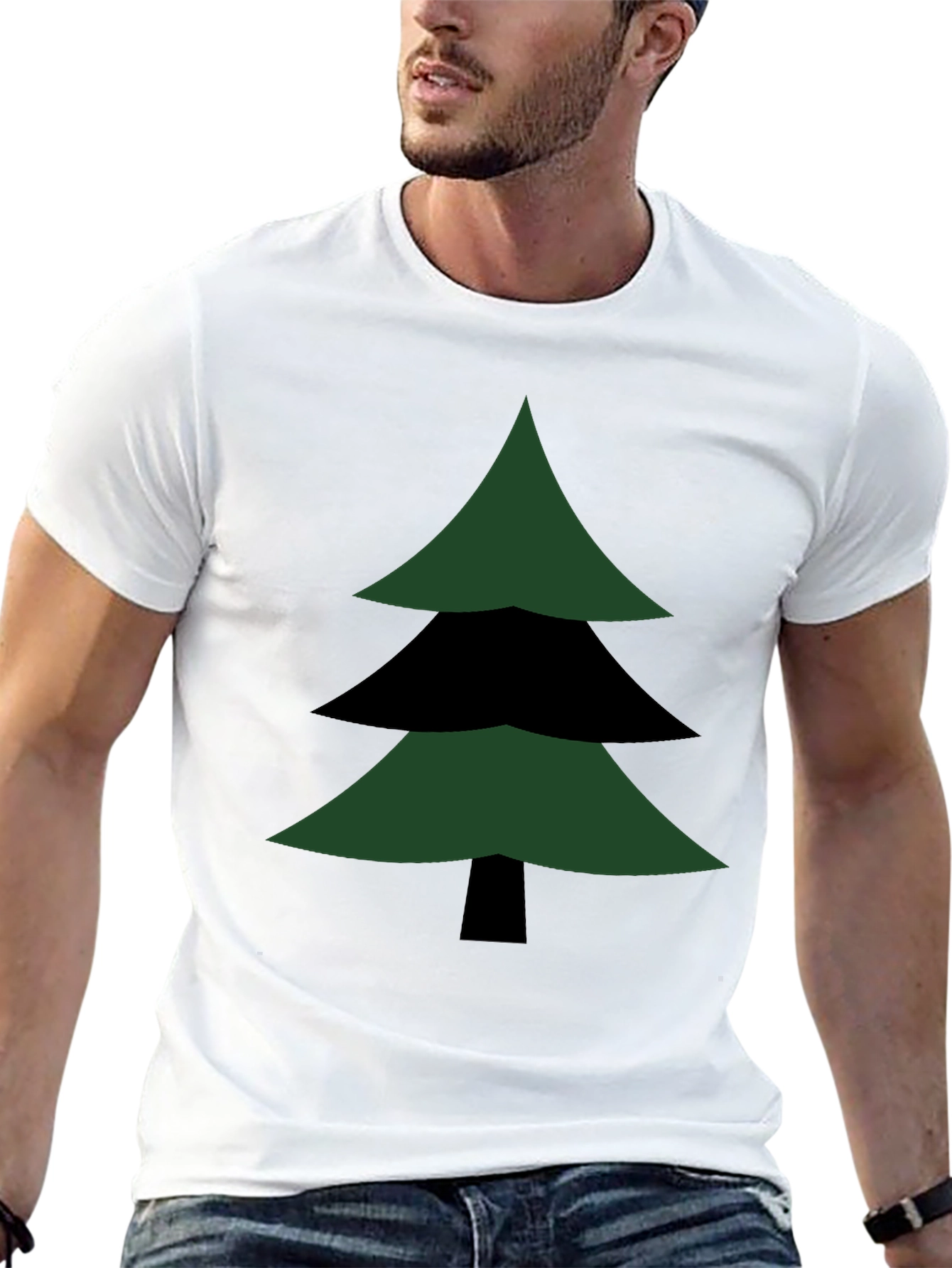 Geometric Christmas Tree Graphic Tee - Modern Holiday Style