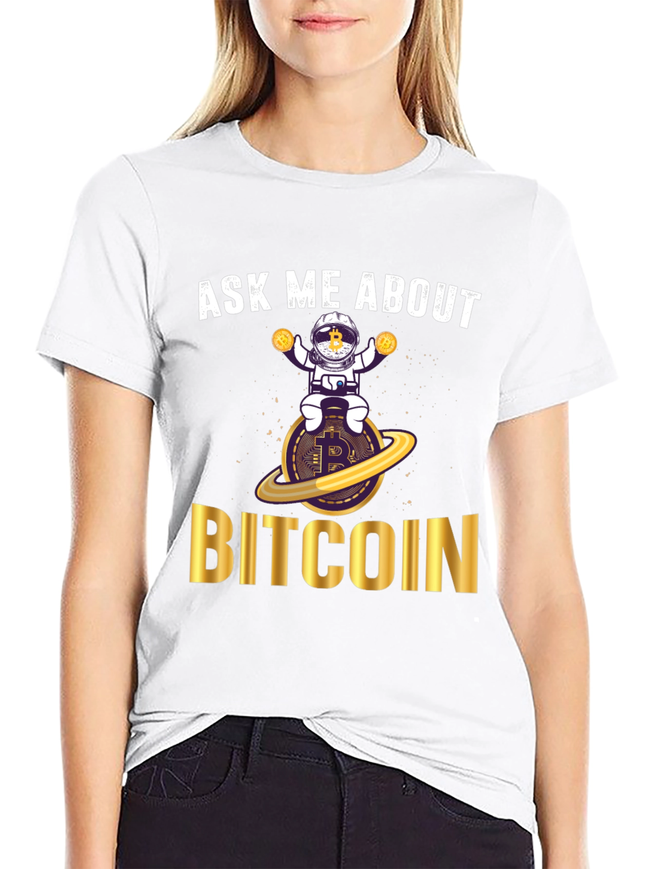 Ask Me About Bitcoin T-Shirt - Crypto Astronaut