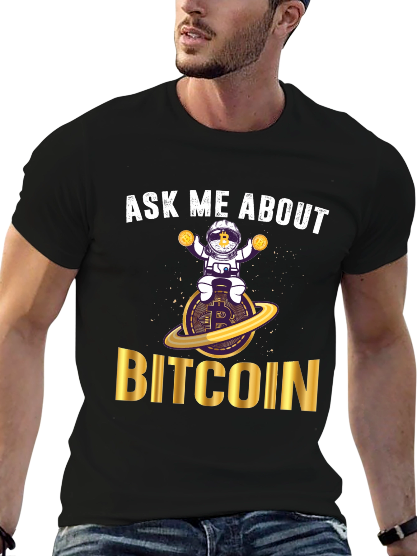 Ask Me About Bitcoin T-Shirt - Crypto Astronaut