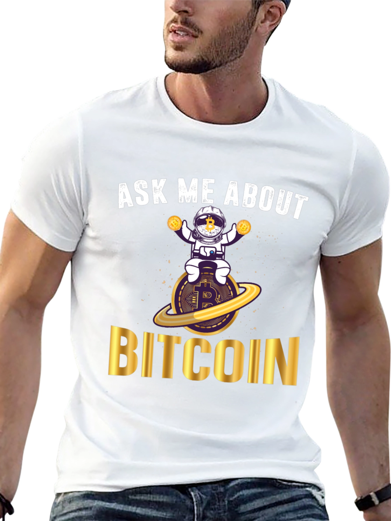 Ask Me About Bitcoin T-Shirt - Crypto Astronaut