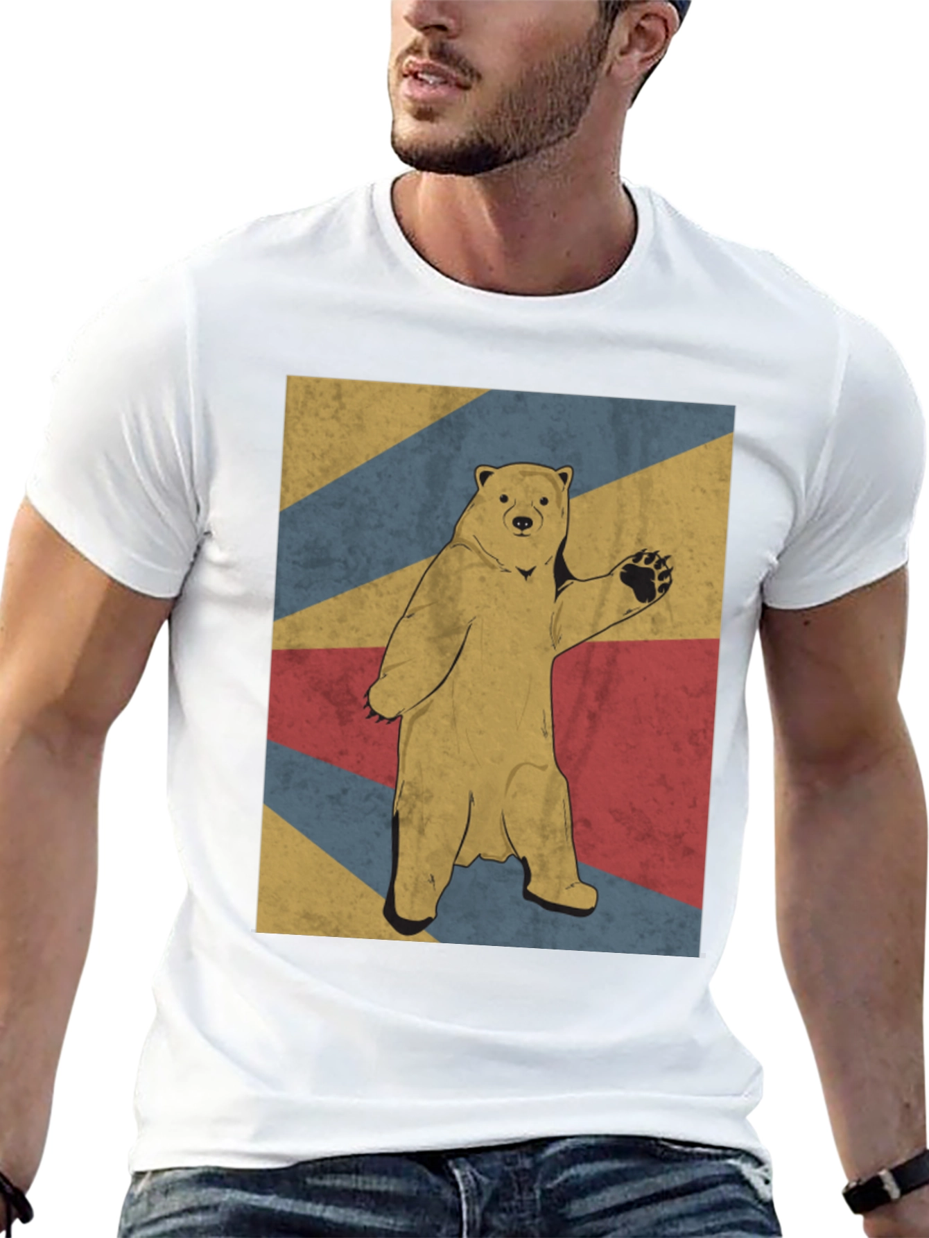 Retro Bear Graphic Tee - Mens Black T-Shirt
