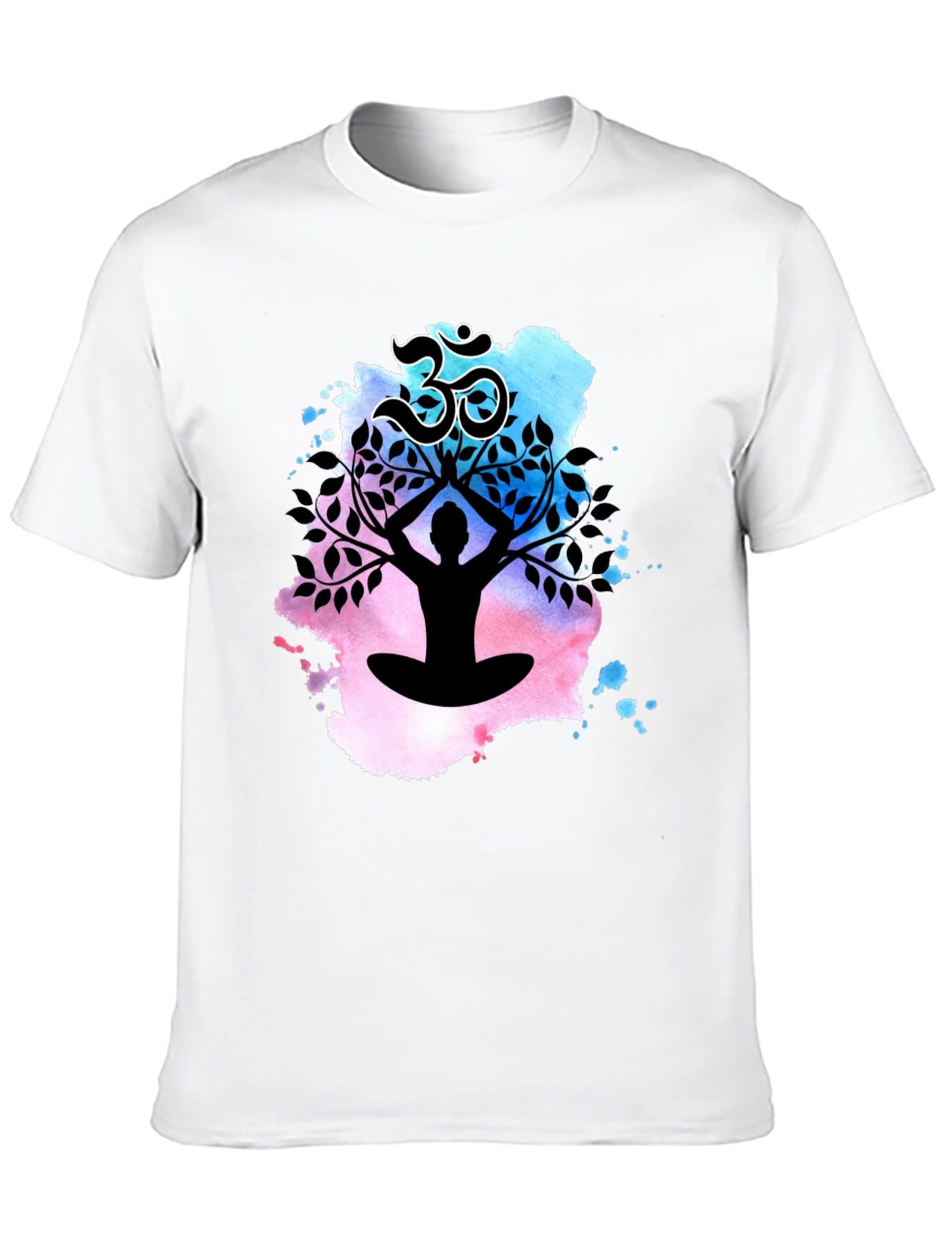 Yoga Meditation Tree T-Shirt - Om Symbol Black Tee