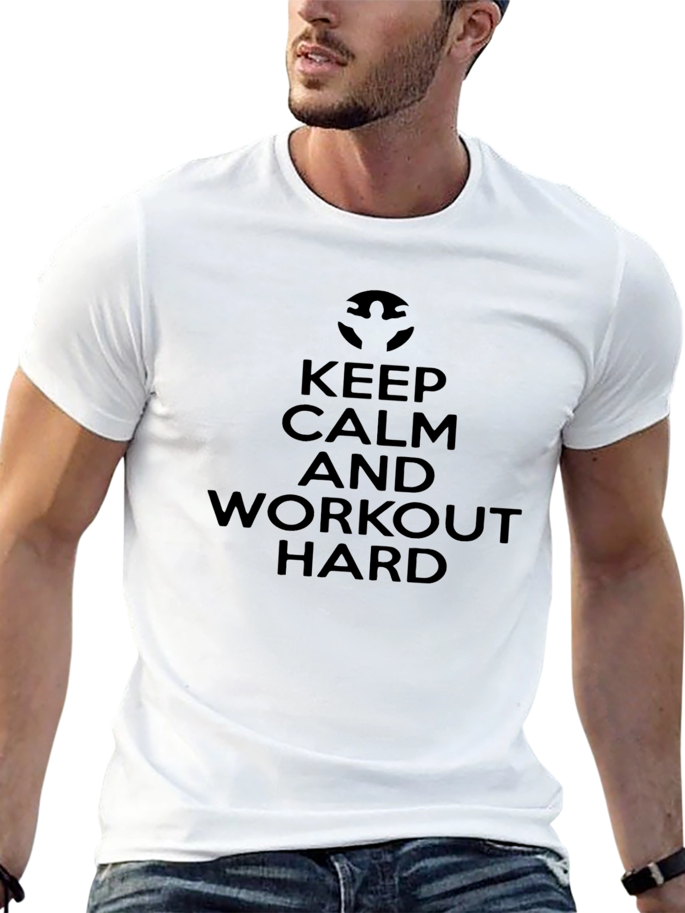 Keep Calm & Workout Hard Black Graphic T-Shirt