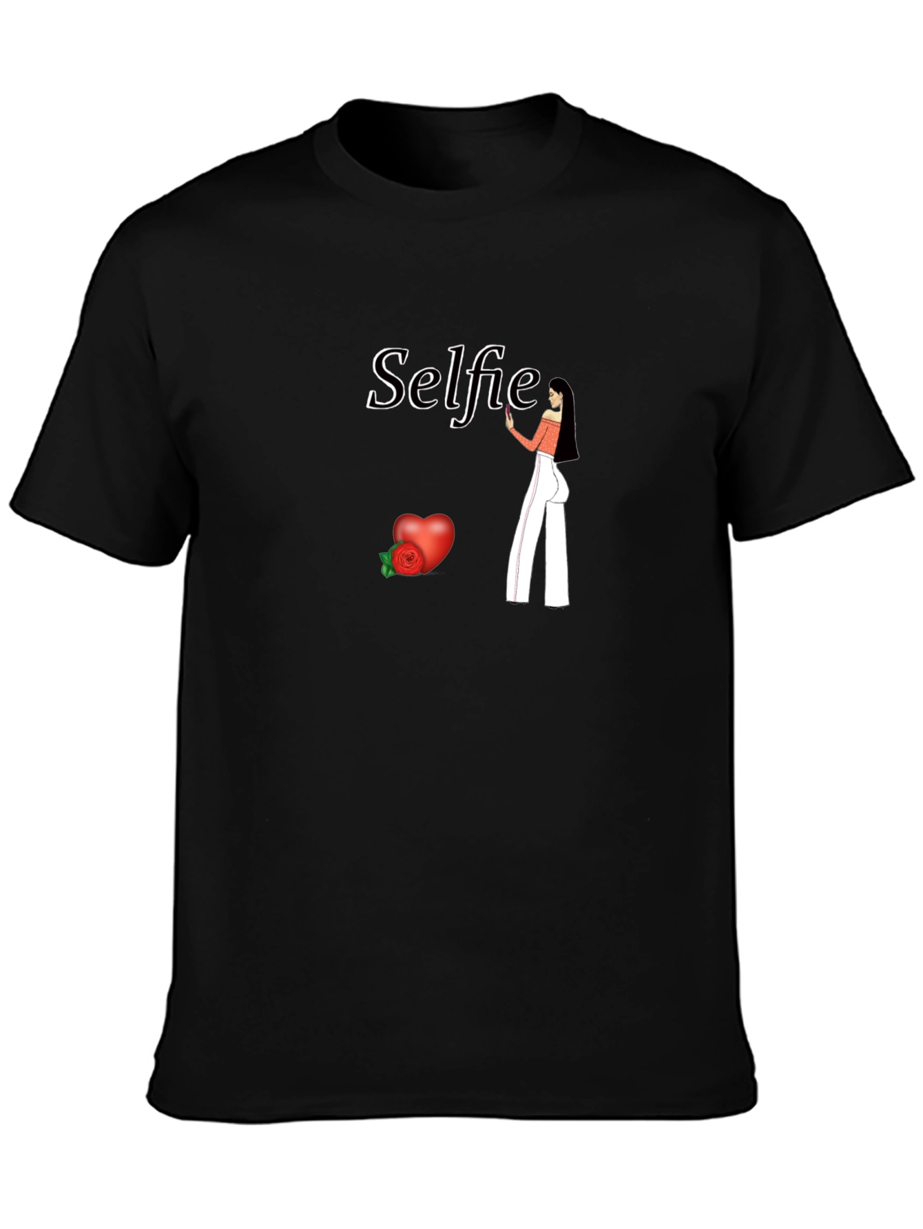 Selfie Graphic Tee - Black Cotton Blend Shirt