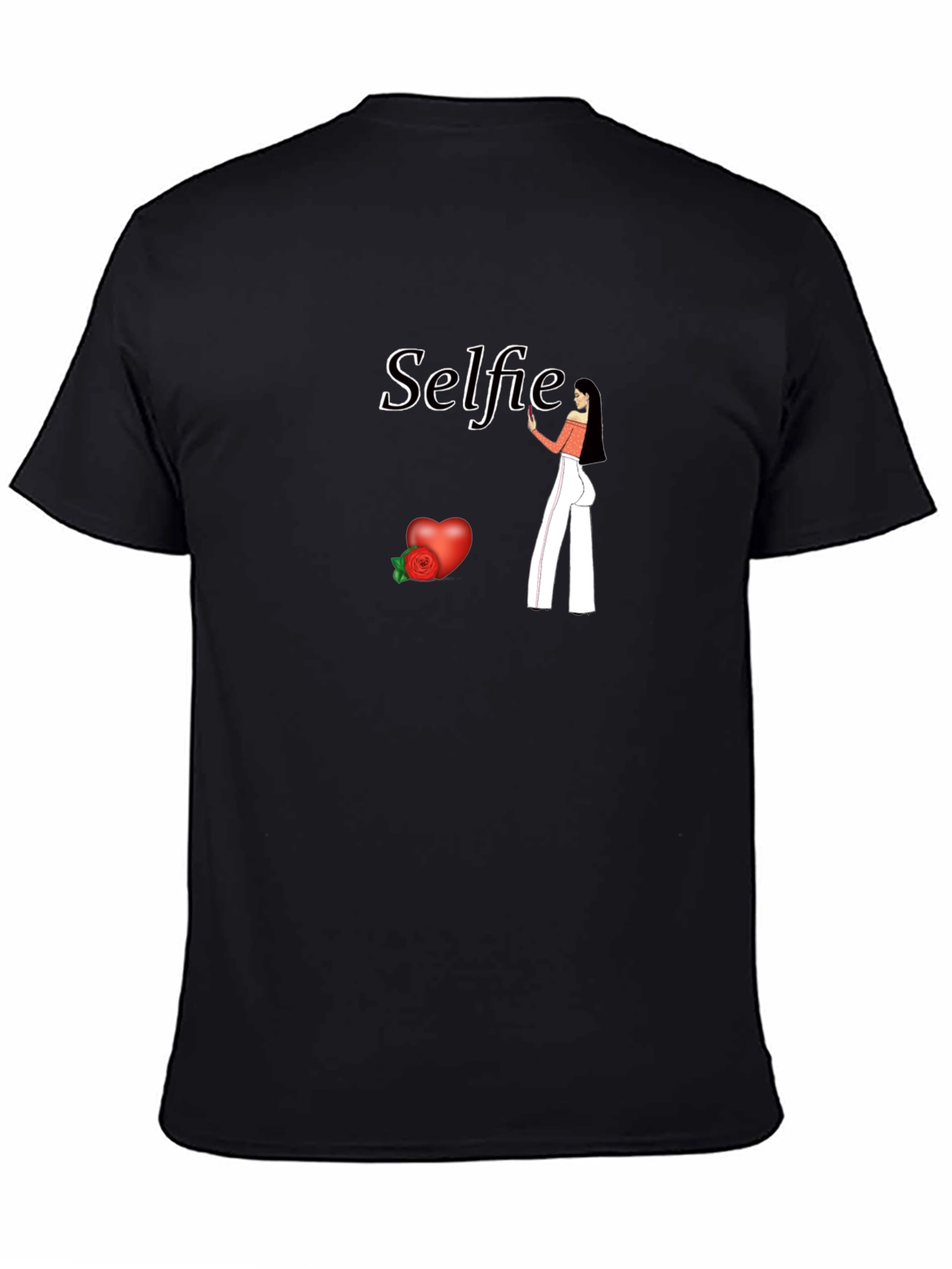 Selfie Graphic Tee - Black Cotton Blend Shirt