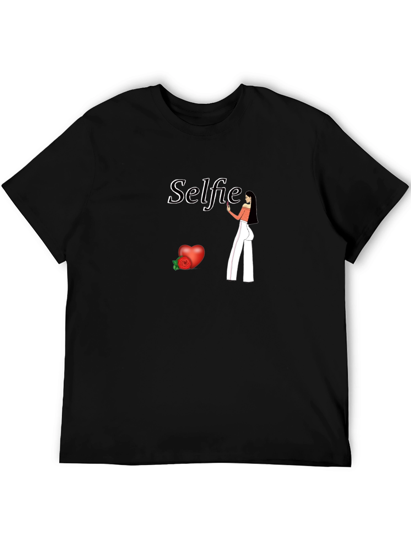 Selfie Graphic Tee - Black Cotton Blend Shirt