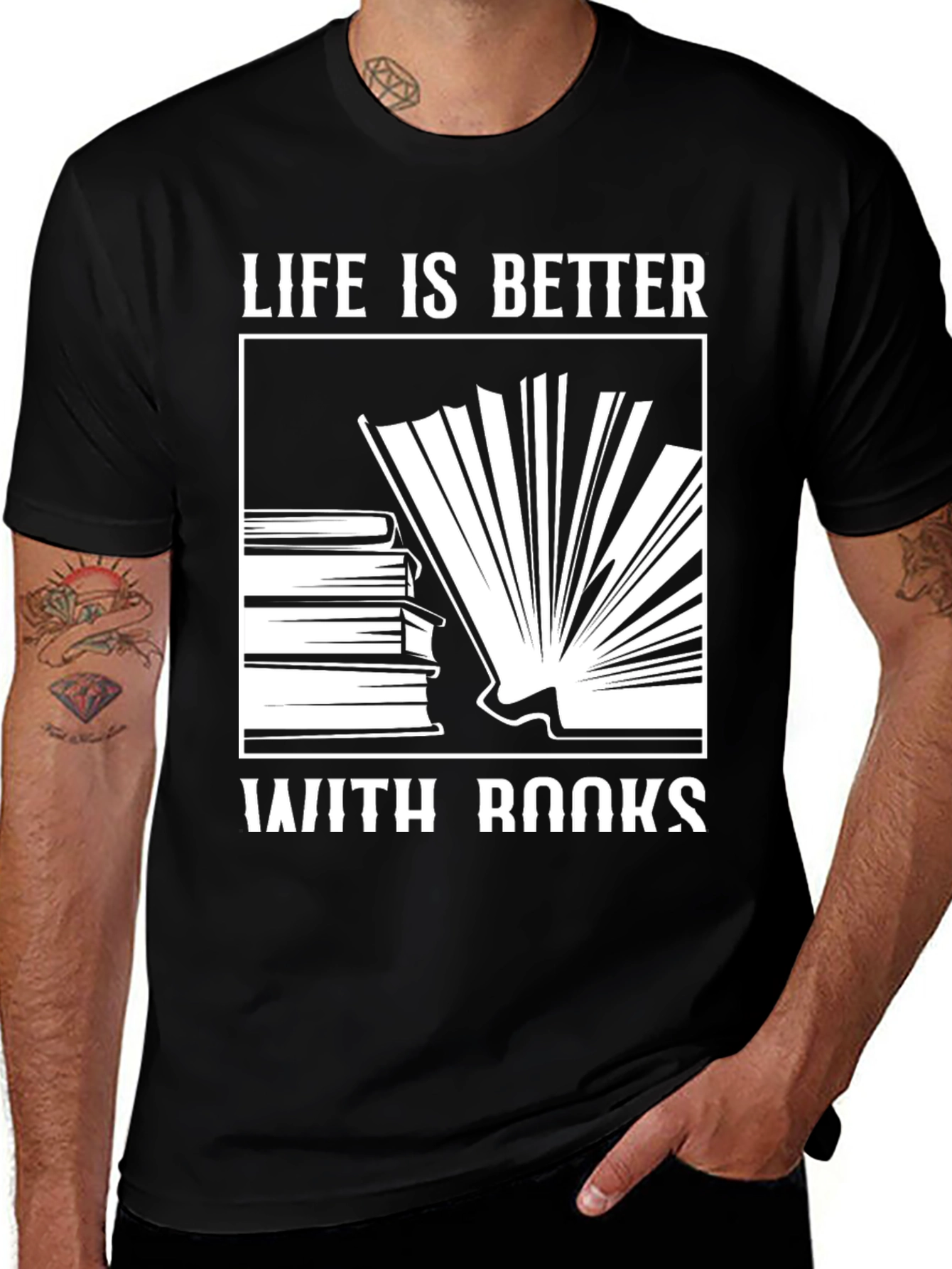 Life is Better With Books Black T-Shirt