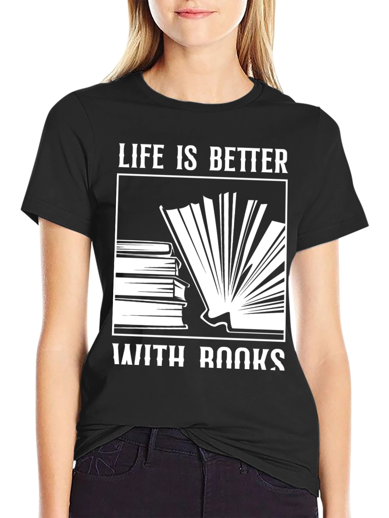 Life is Better With Books Black T-Shirt