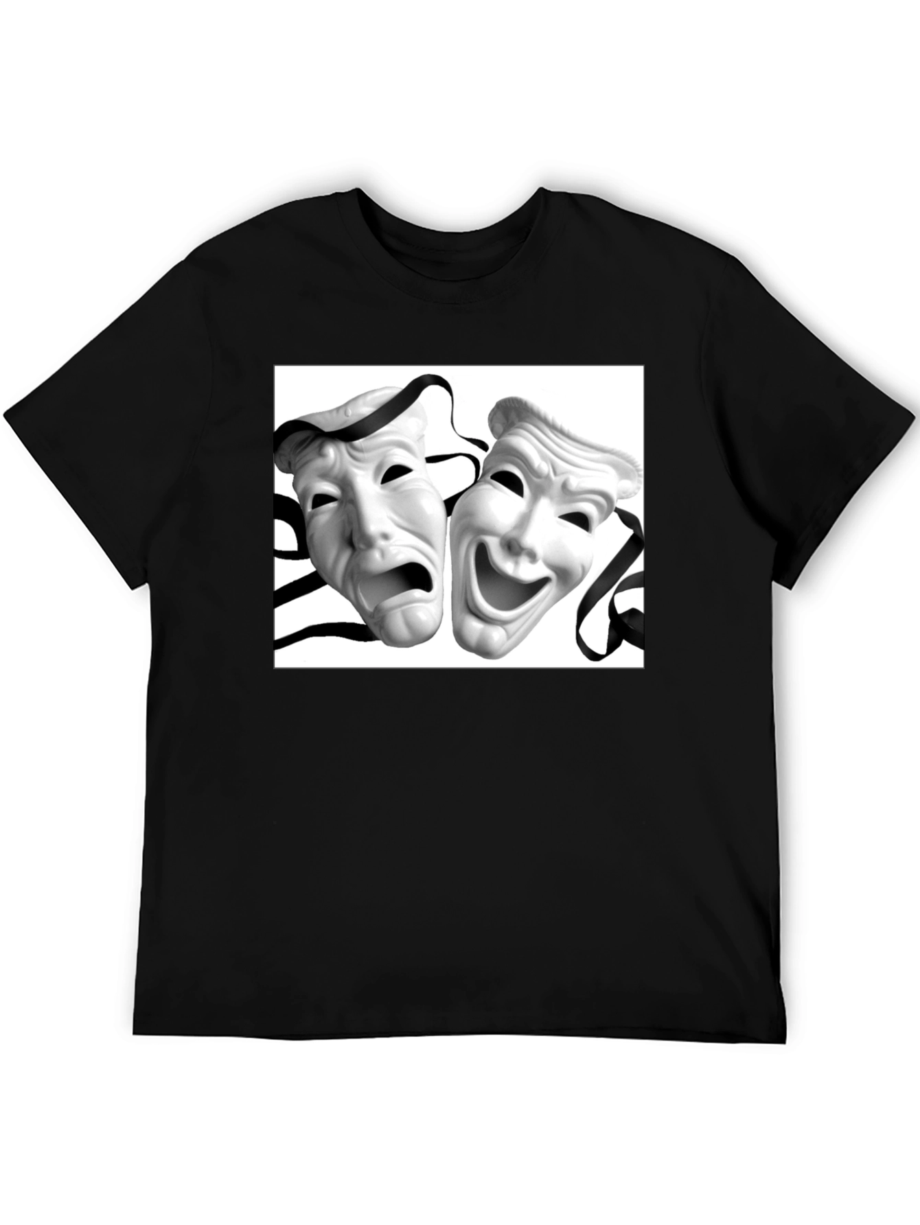 Comedy Tragedy Mask Graphic Tee - Unisex Black T-Shirt