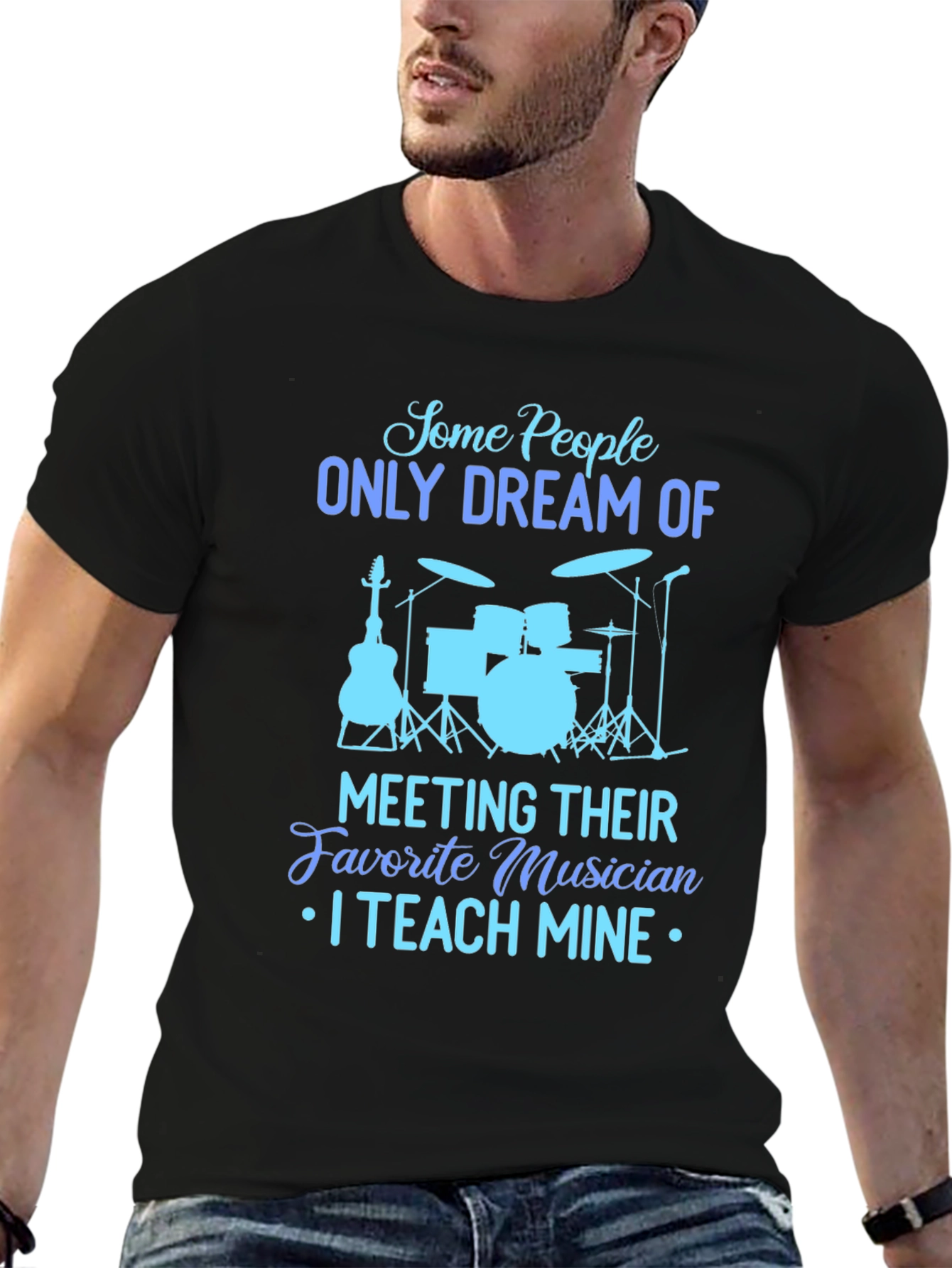 Musician Teacher Graphic Tee - Black Cotton T-Shirt