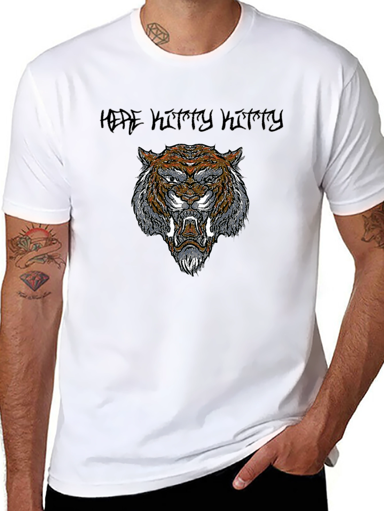 Tiger Graphic Print Black T-Shirt