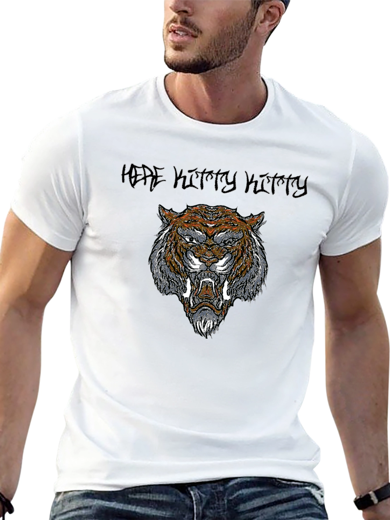 Tiger Graphic Print Black T-Shirt