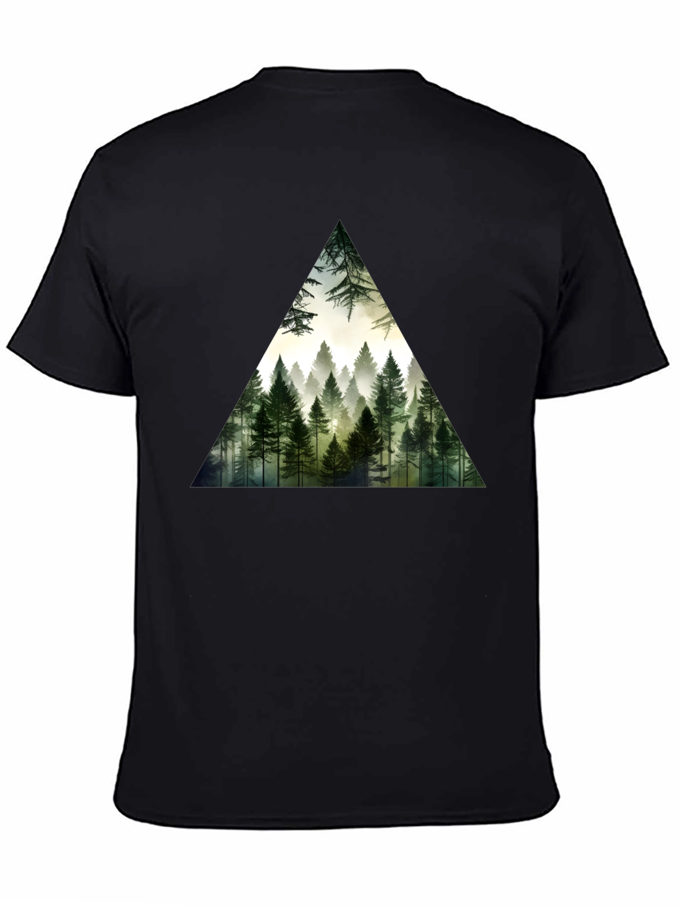 Forest Triangle Graphic Tee - Soft Black Cotton