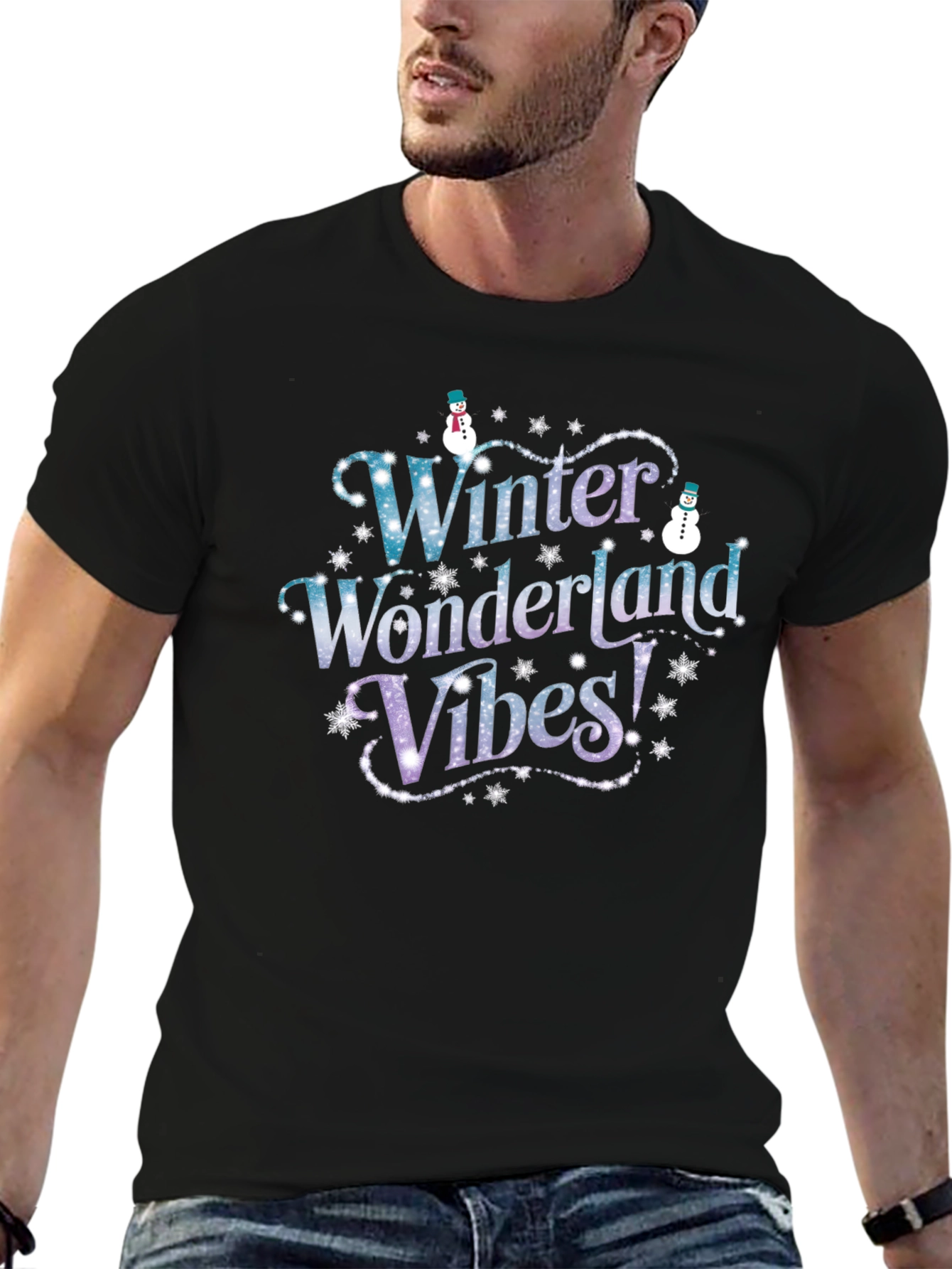 Winter Wonderland Vibes Black T-Shirt