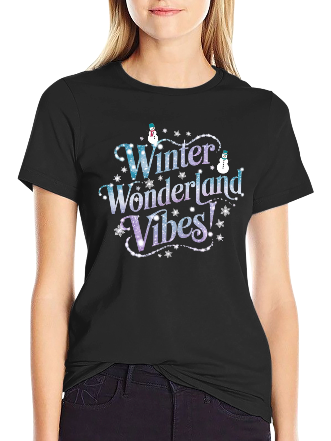 Winter Wonderland Vibes Black T-Shirt