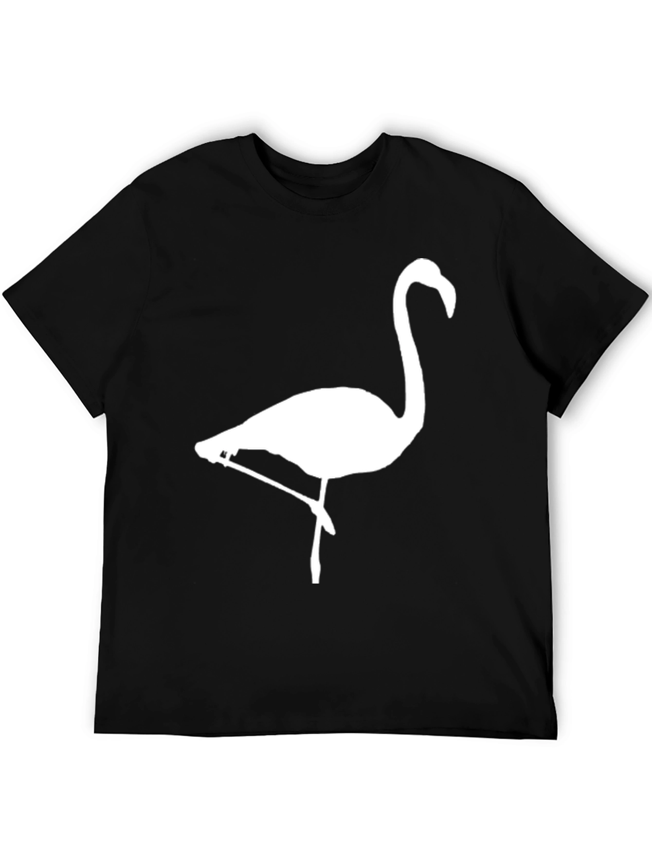 Black T-Shirt with White Flamingo Graphic
