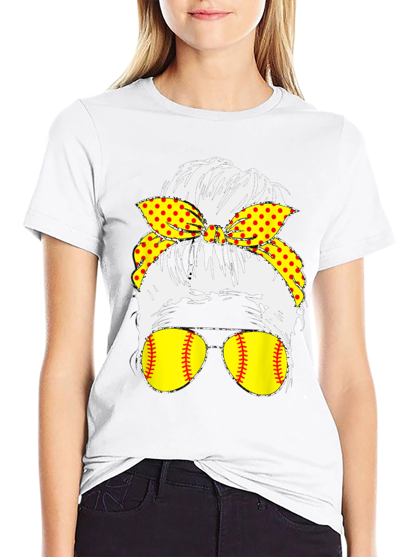 Softball Messy Bun T-Shirt