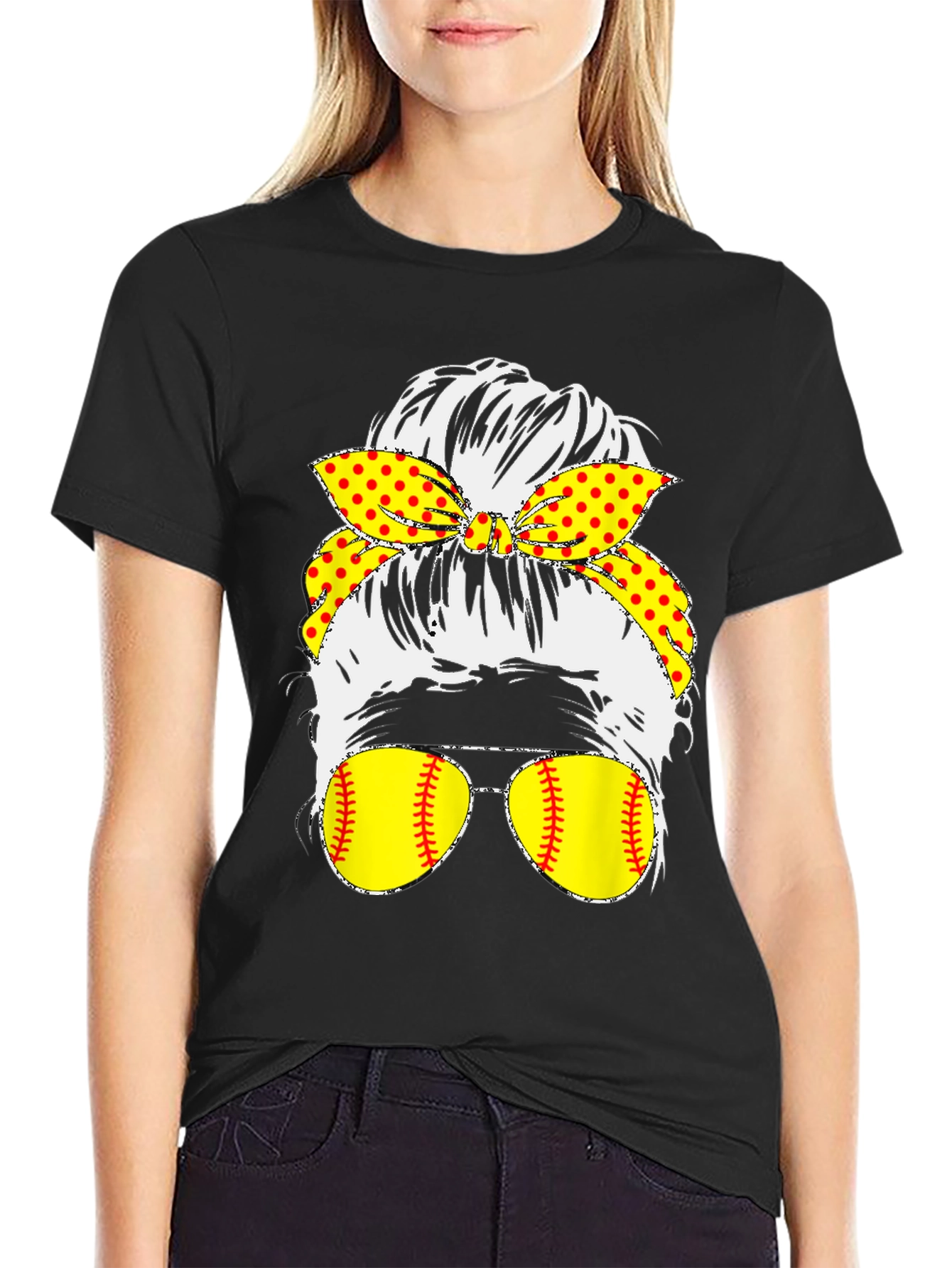 Softball Messy Bun T-Shirt