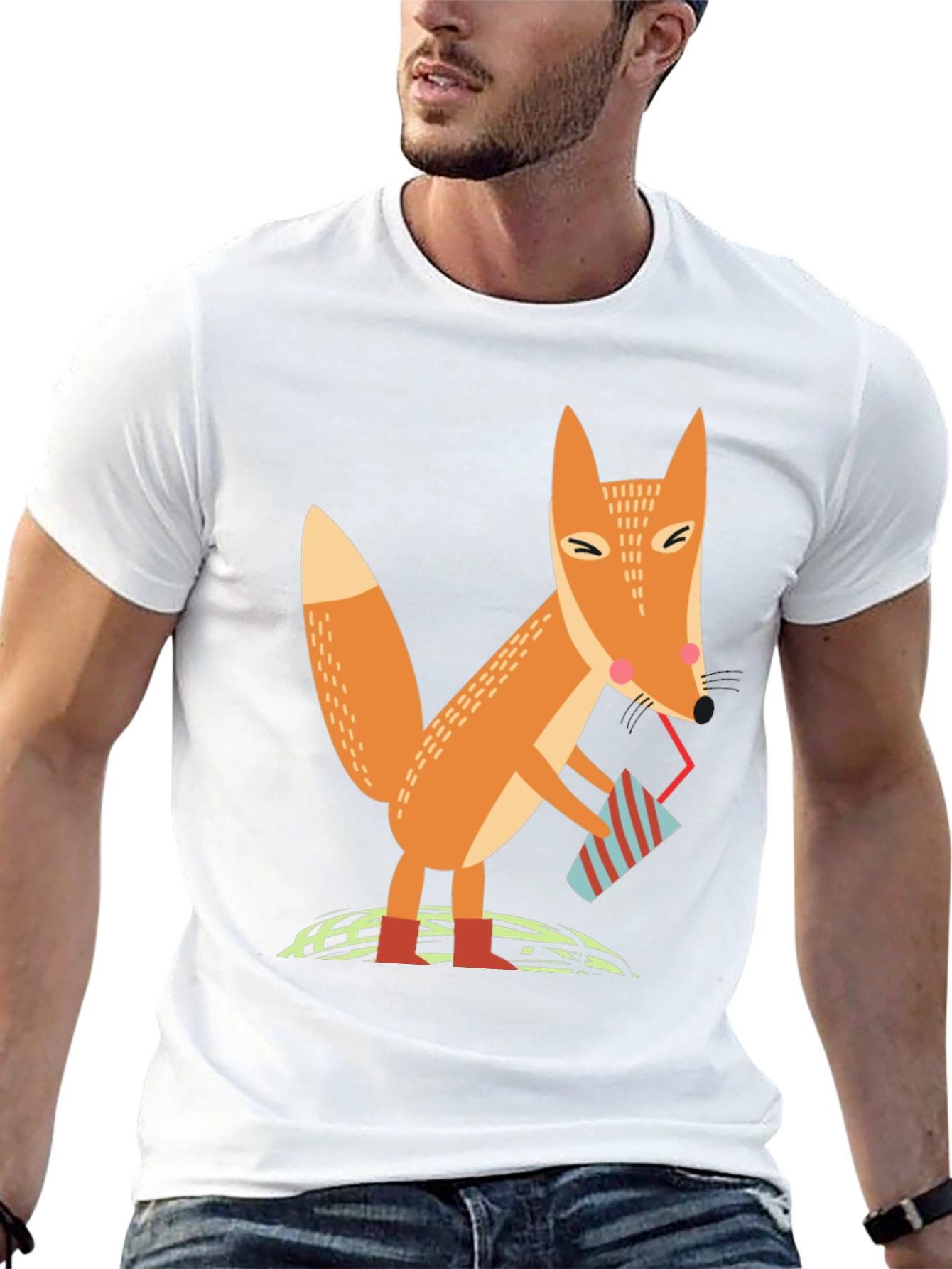 Fox Sipping Drink Graphic Tee - Cool Design T-Shirt
