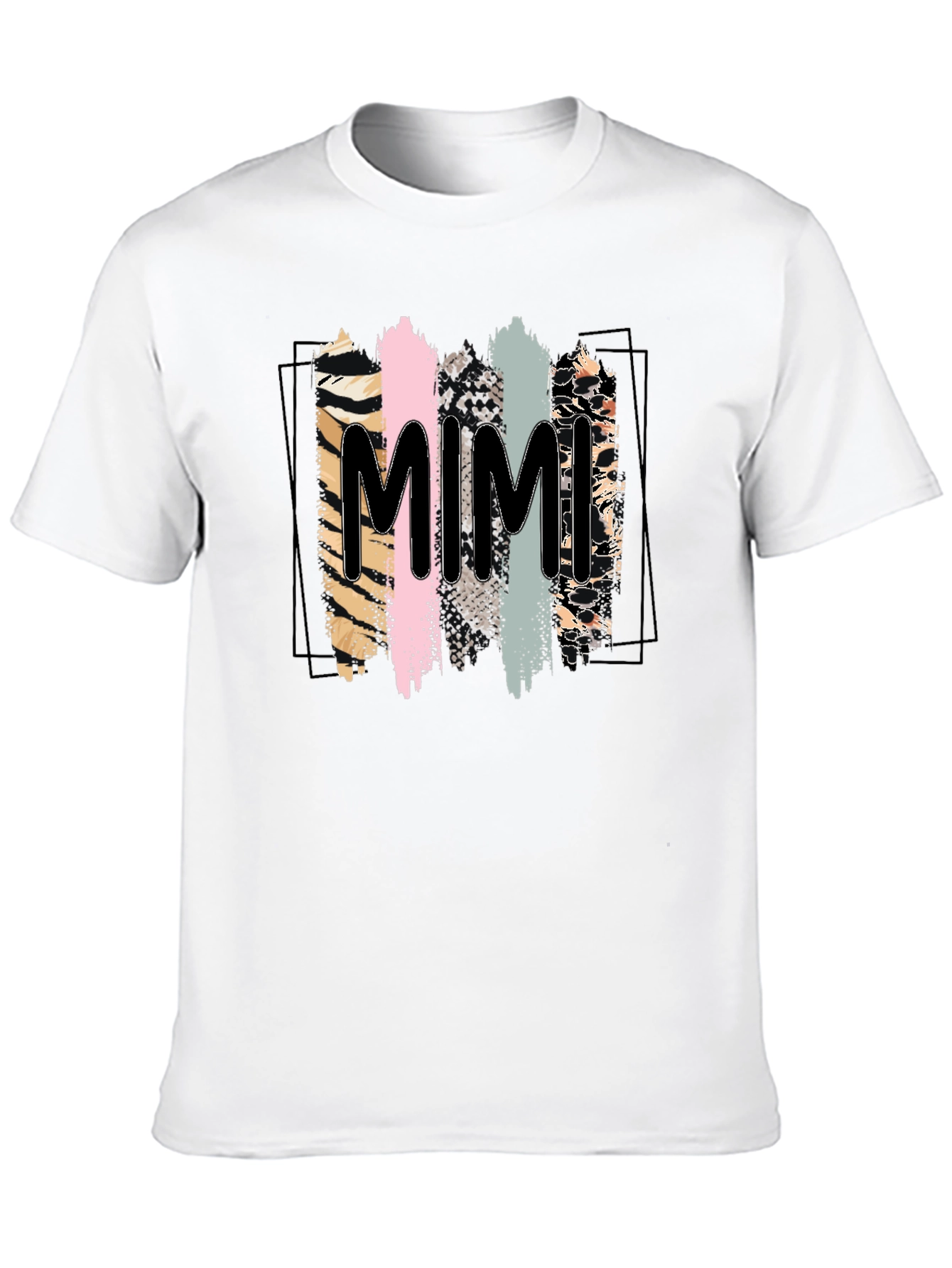 Trendy Mimi Graphic Tee - Animal Print Stripes