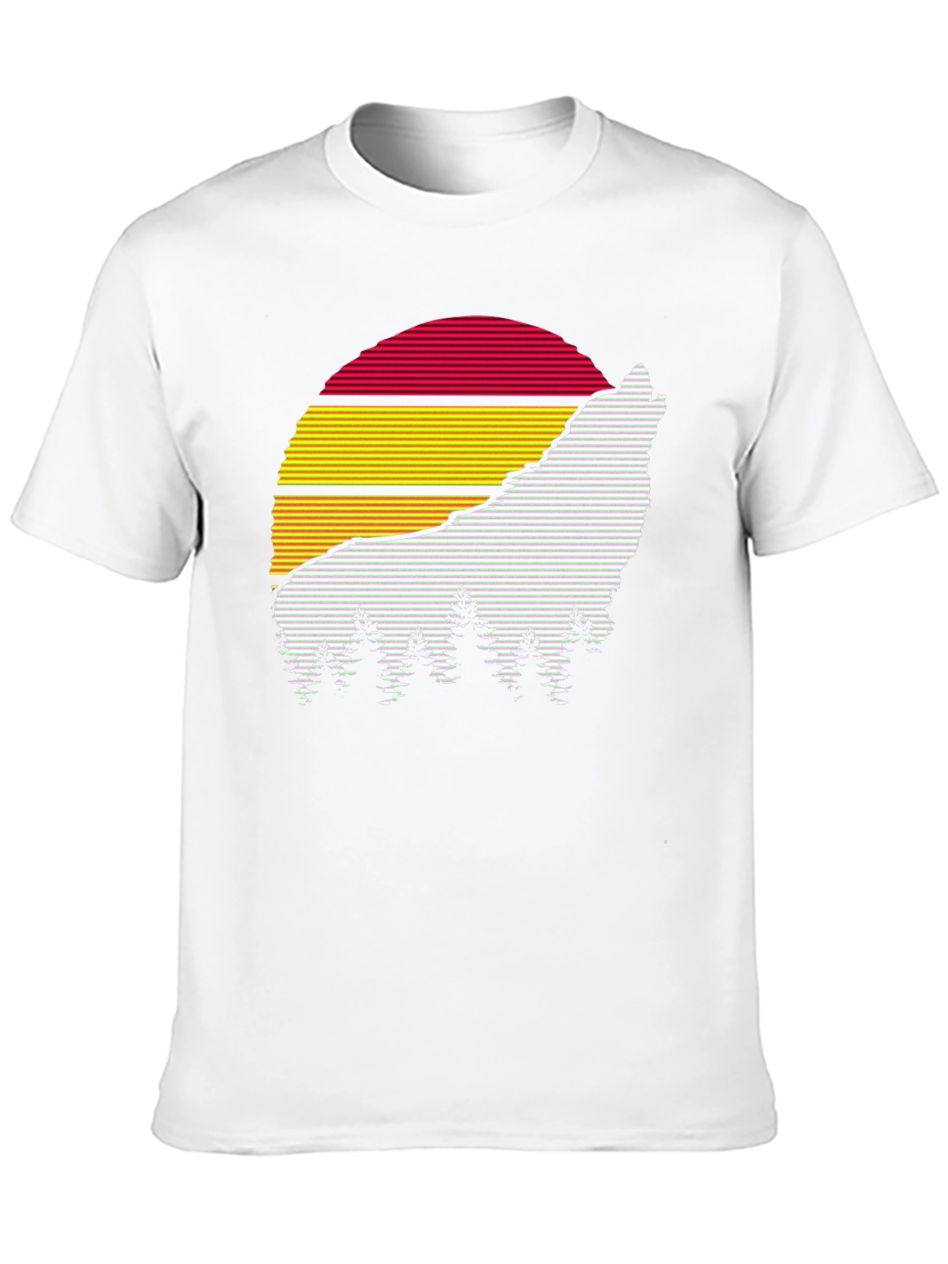 Retro Wolf Sunset Graphic Tee - Black Cotton Blend