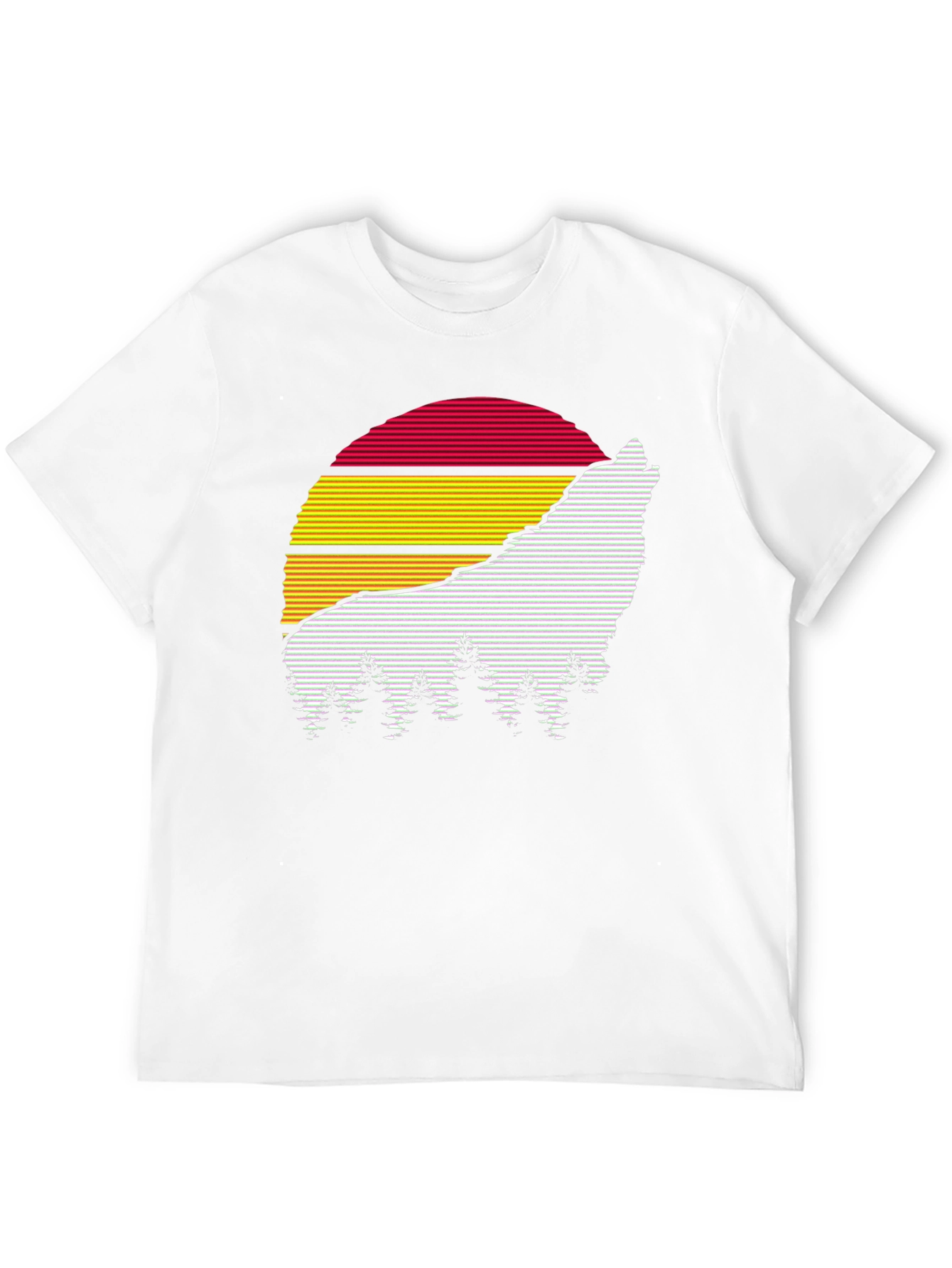 Retro Wolf Sunset Graphic Tee - Black Cotton Blend