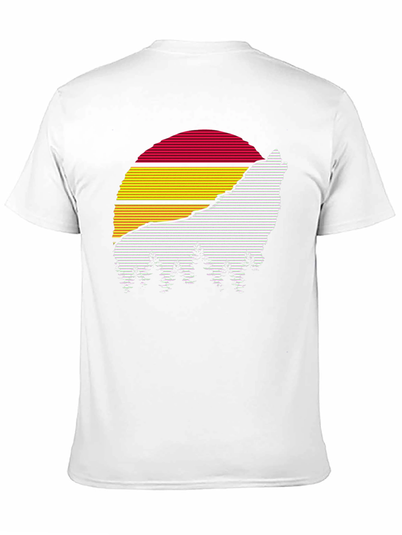 Retro Wolf Sunset Graphic Tee - Black Cotton Blend