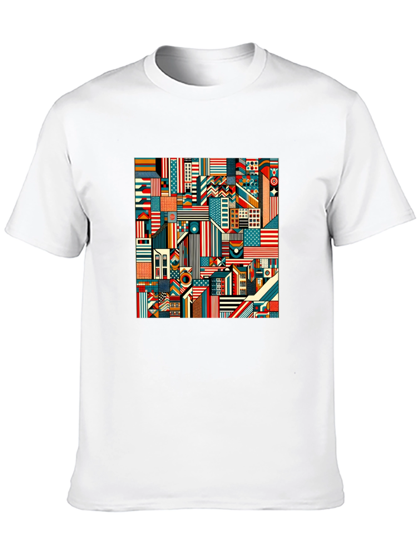 Geometric Americana Graphic Tee - Bold Modern Design