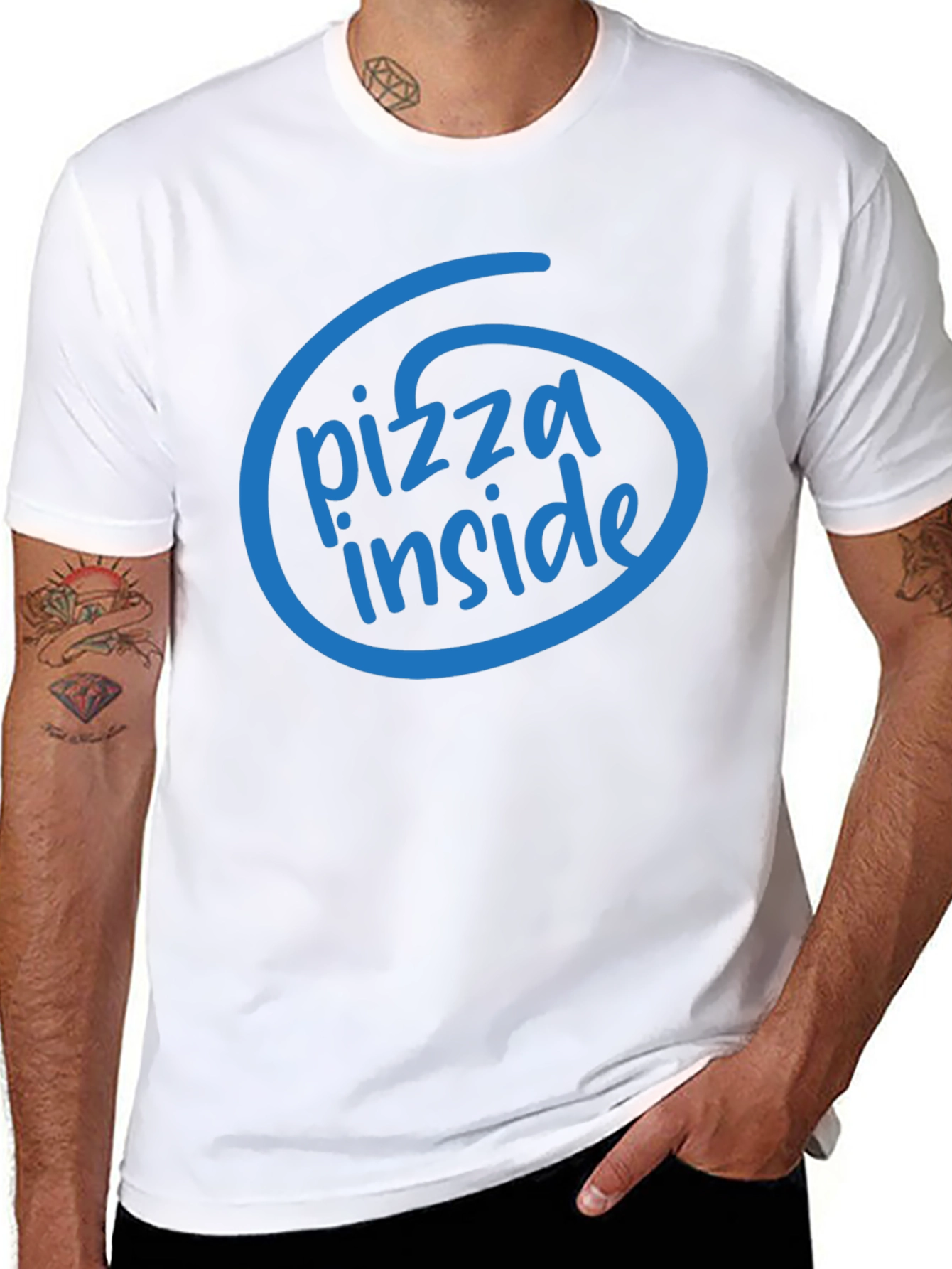 Pizza Inside Funny T-Shirt - Black Cotton Tee