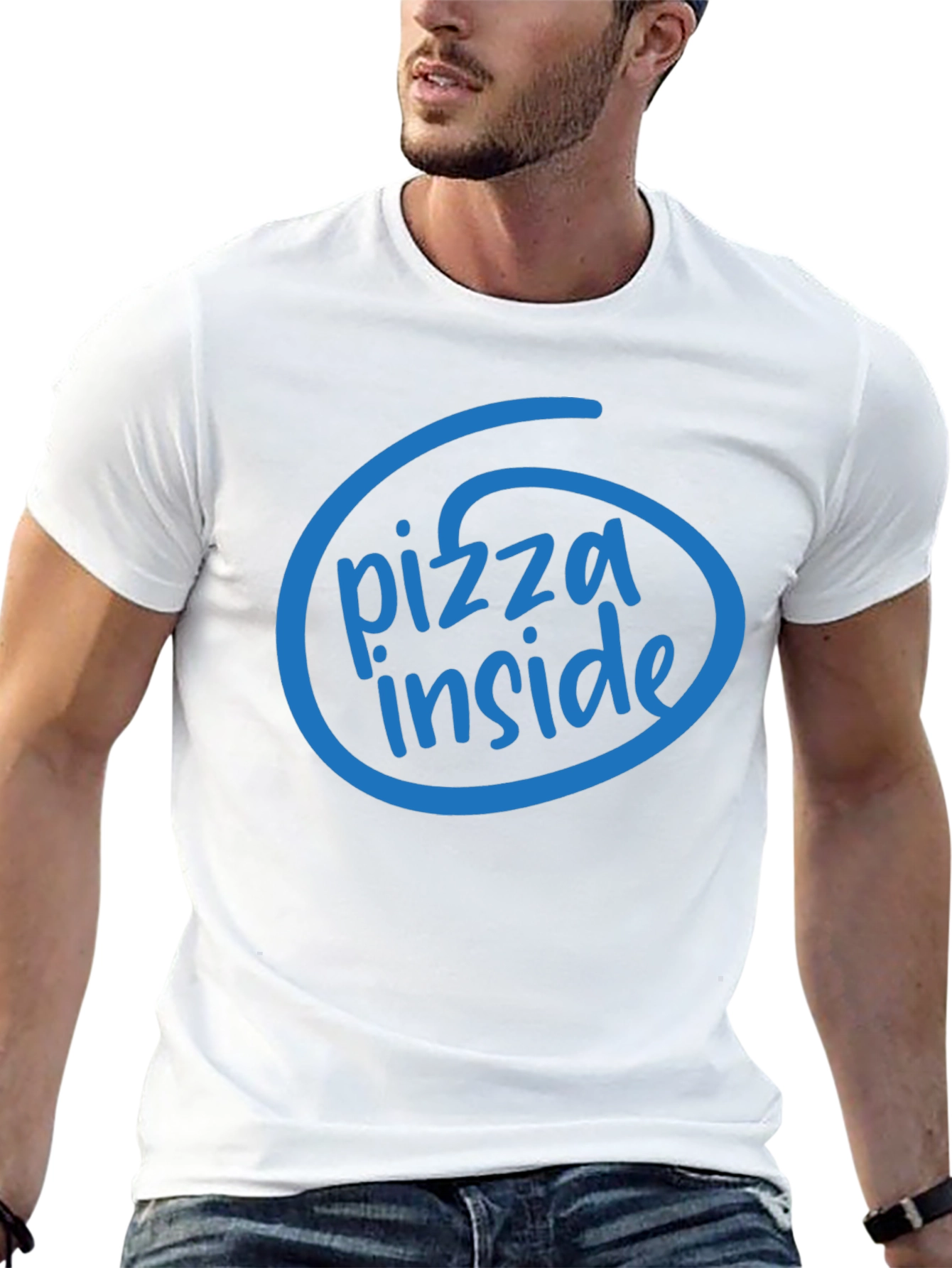 Pizza Inside Funny T-Shirt - Black Cotton Tee