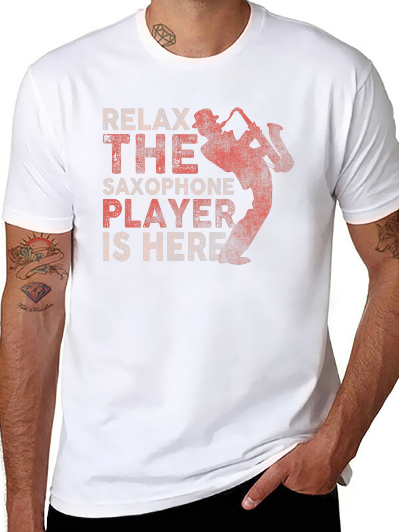 Relax Saxophone Player Graphic Tee - Black