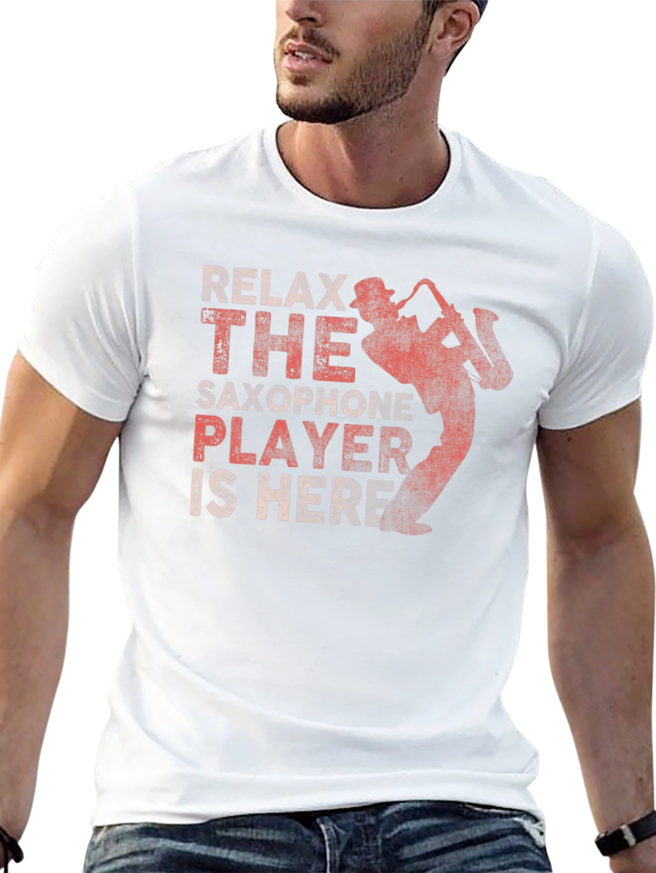 Relax Saxophone Player Graphic Tee - Black