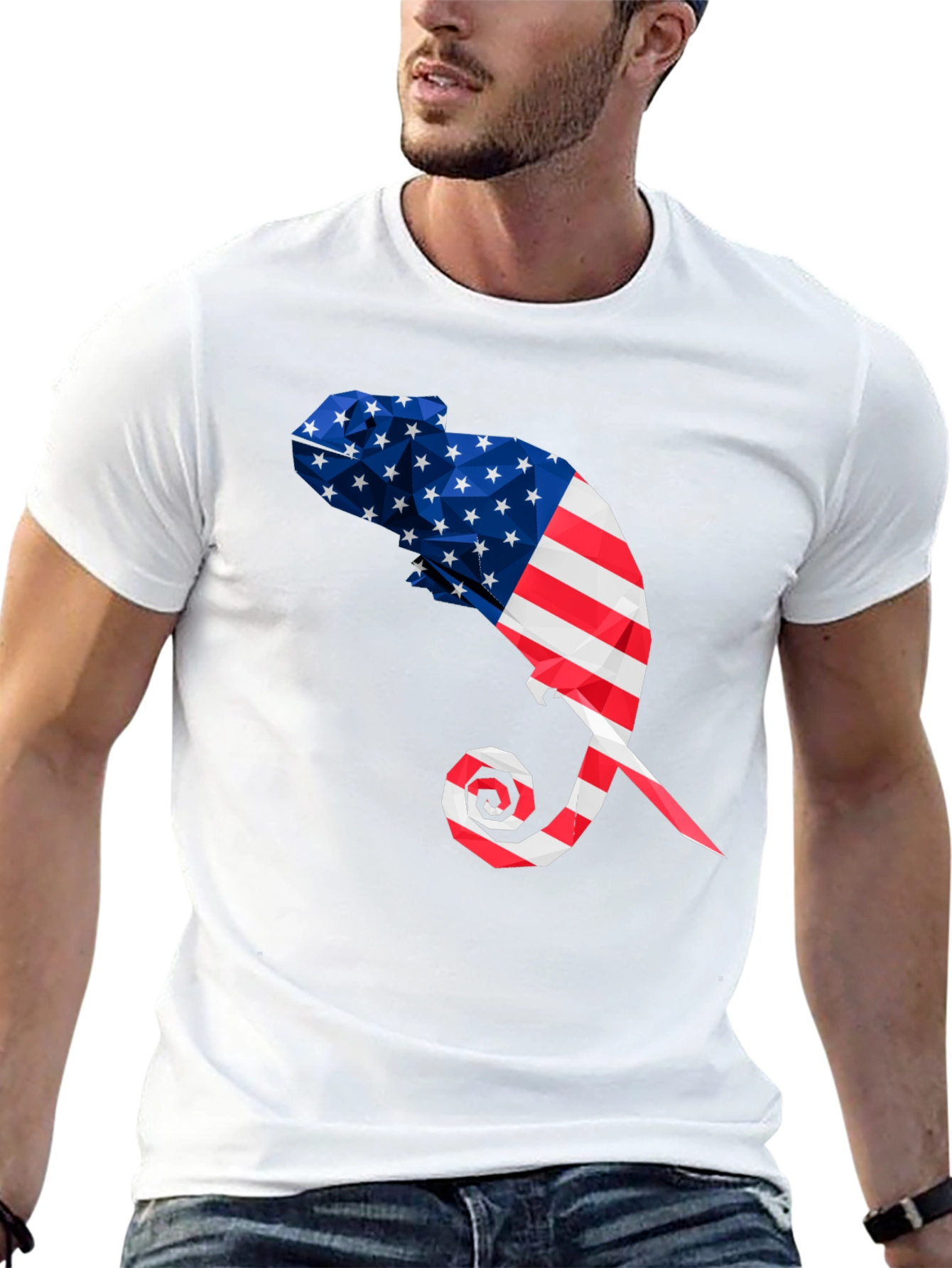 American Flag Chameleon Graphic Tee