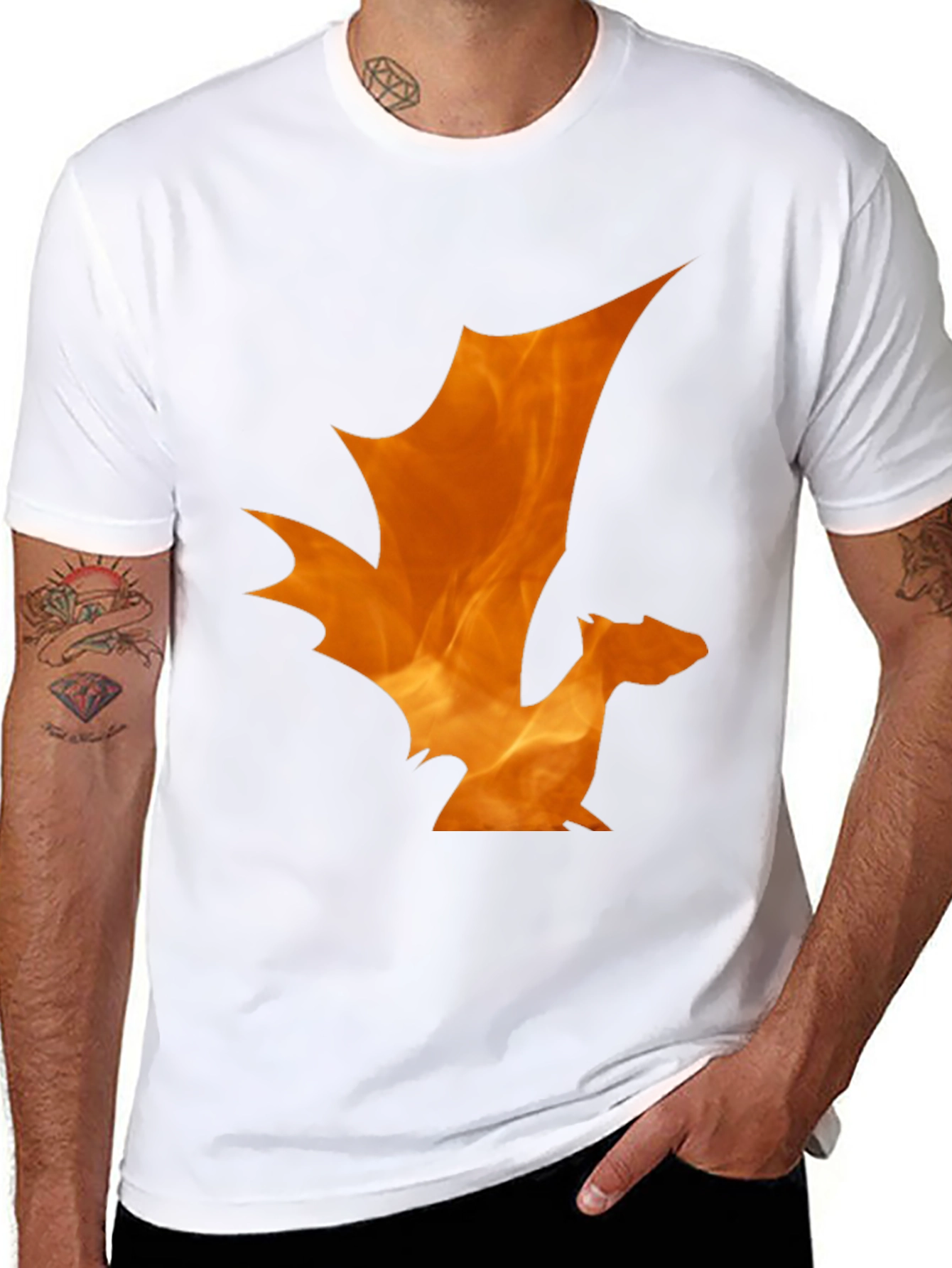 Fiery Dragon Graphic Tee - Black Cotton T-Shirt