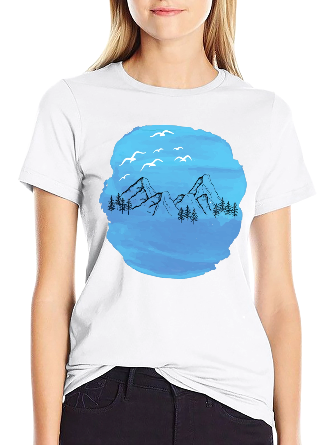 Mountain Scene Graphic T-Shirt - Black