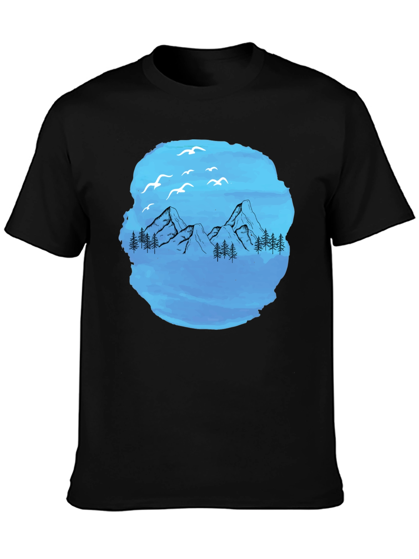Mountain Scene Graphic T-Shirt - Black