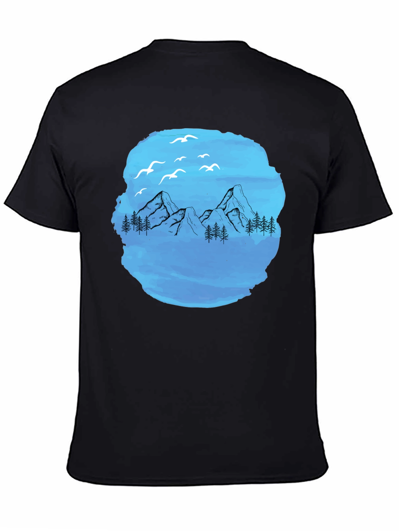 Mountain Scene Graphic T-Shirt - Black