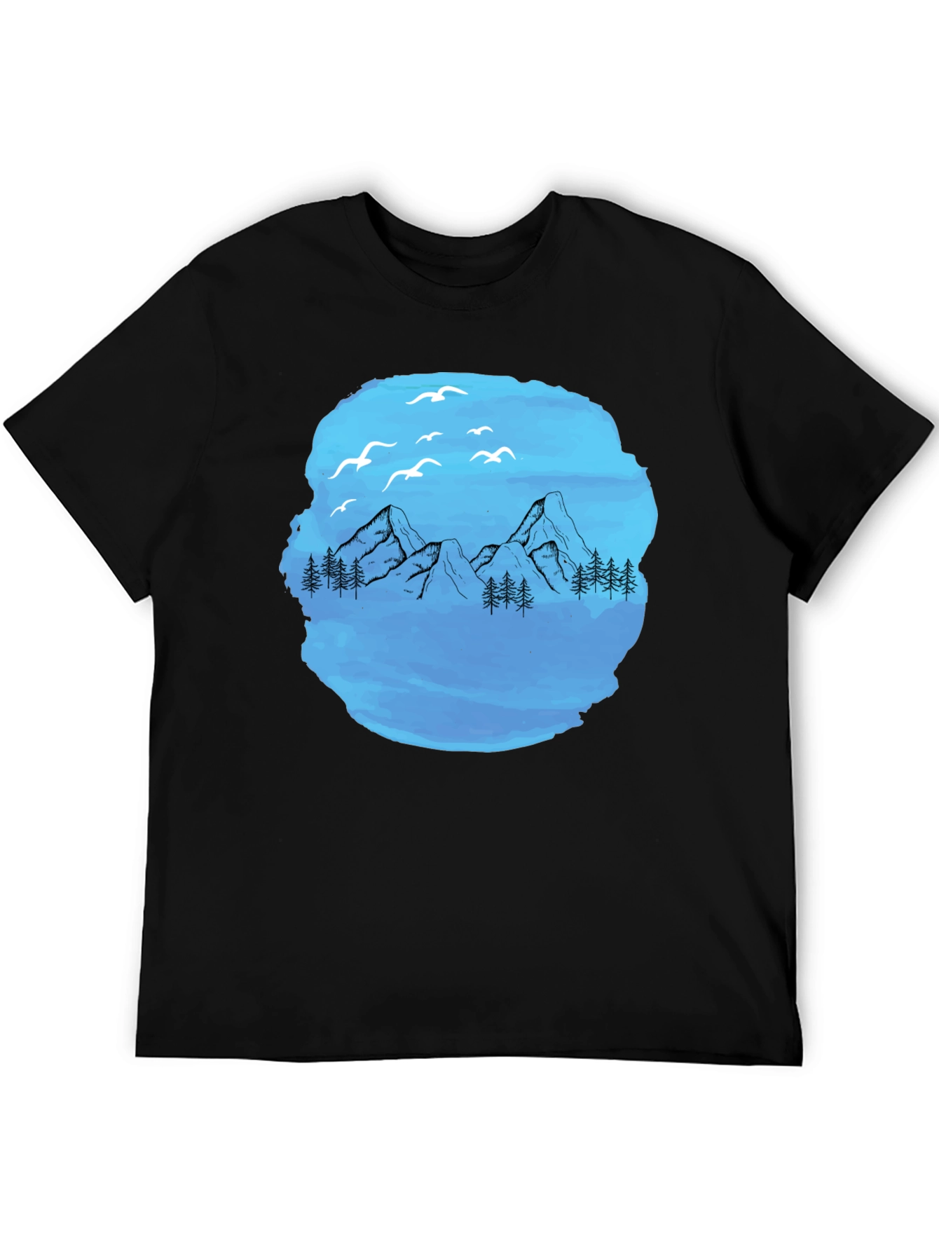 Mountain Scene Graphic T-Shirt - Black