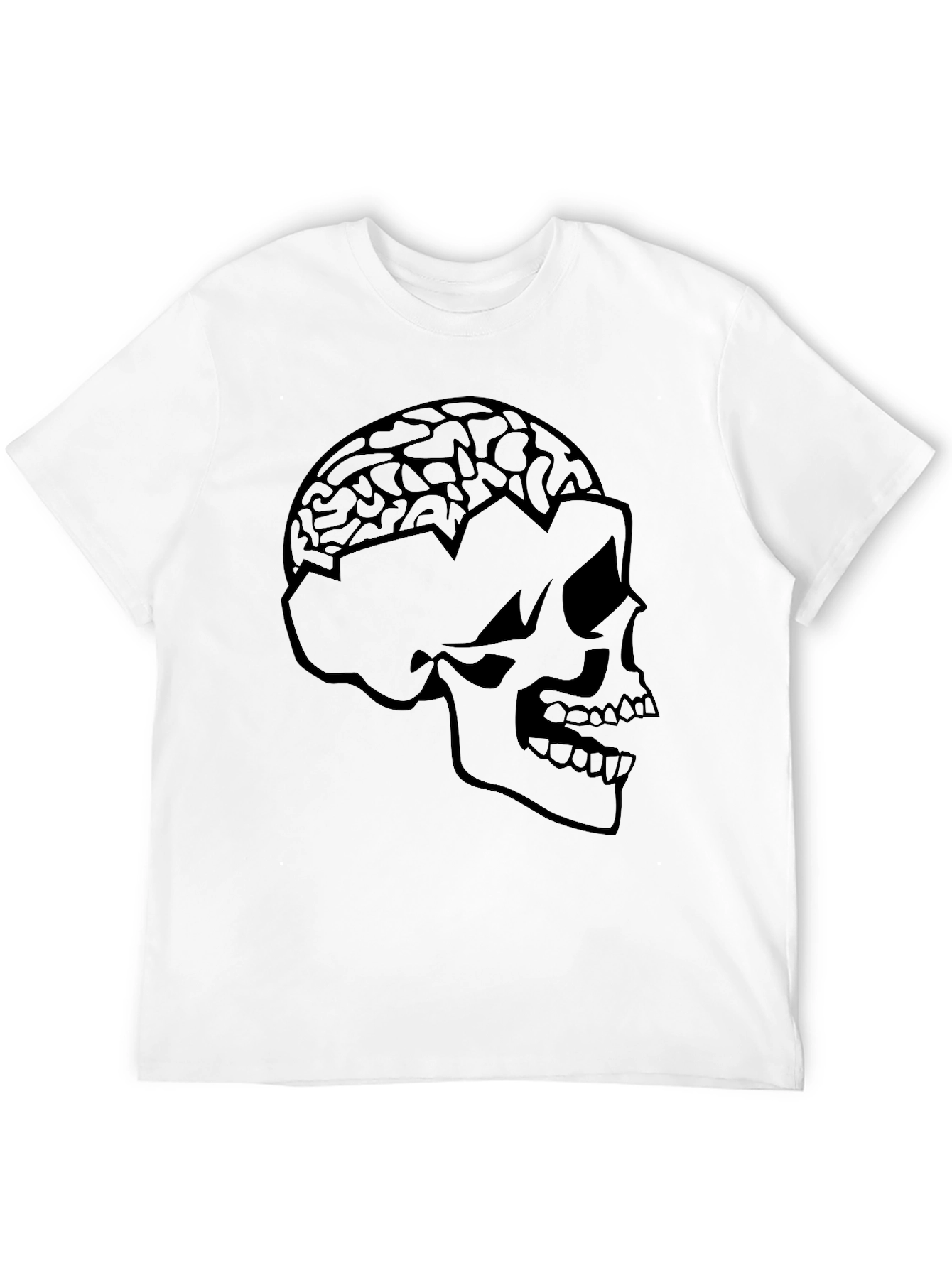 Skull Brain Graphic Tee - Edgy Black T-Shirt