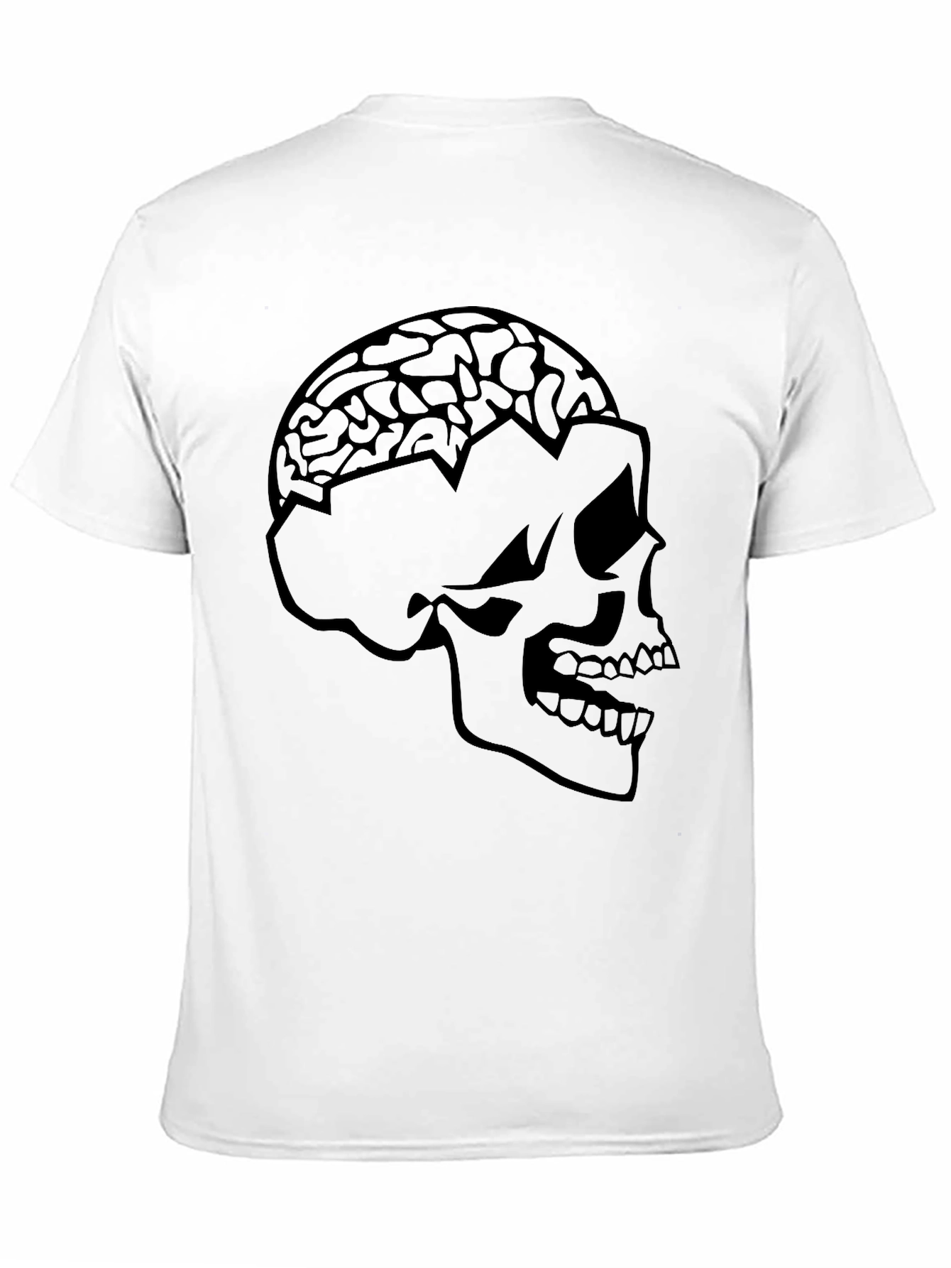 Skull Brain Graphic Tee - Edgy Black T-Shirt
