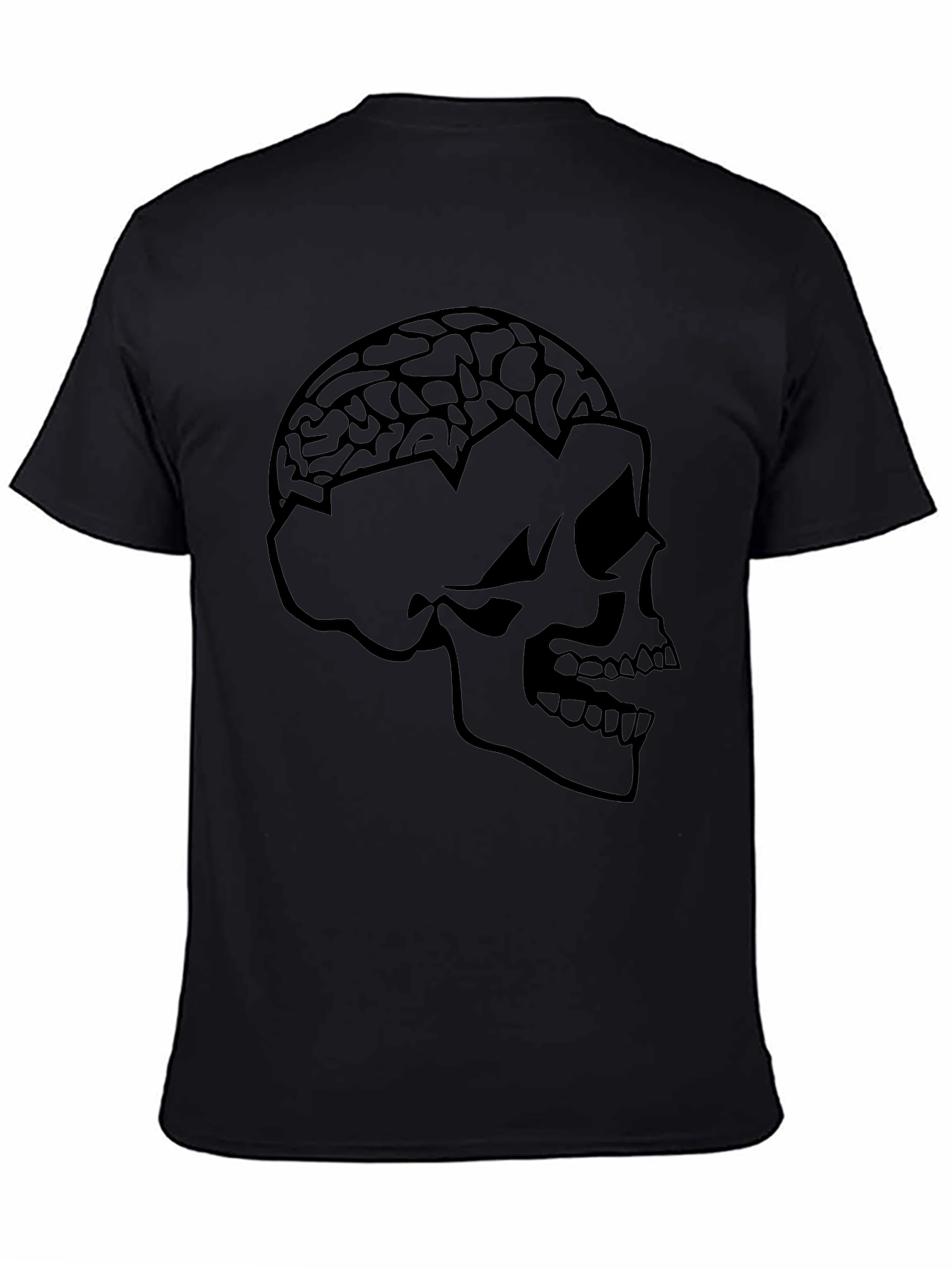 Skull Brain Graphic Tee - Edgy Black T-Shirt