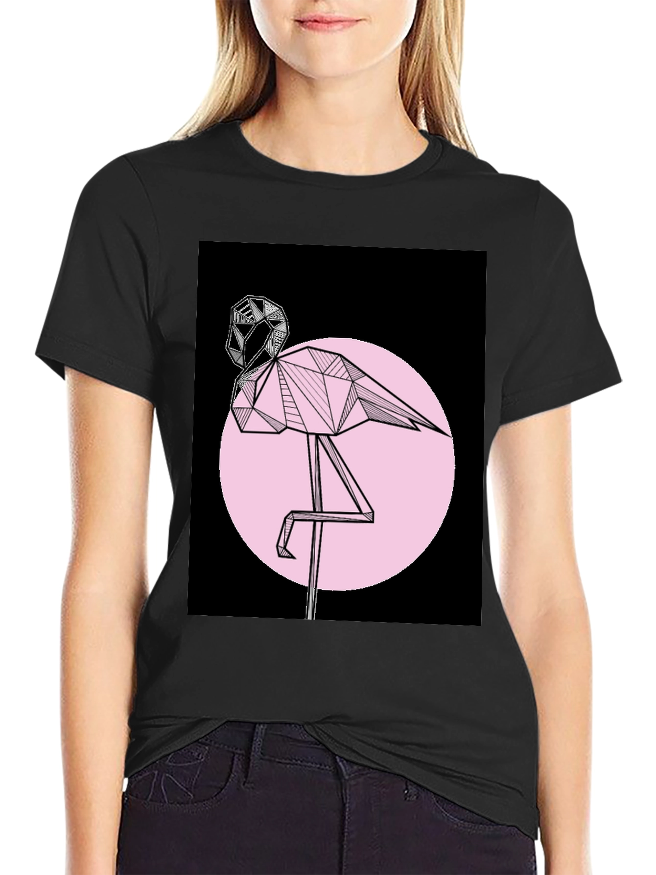 Geometric Flamingo Graphic T-Shirt