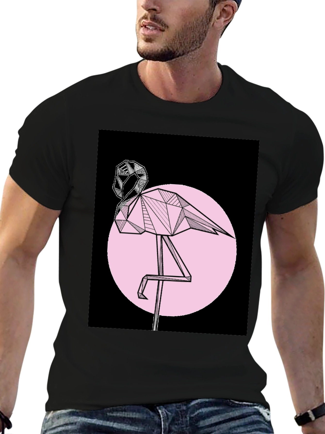 Geometric Flamingo Graphic T-Shirt
