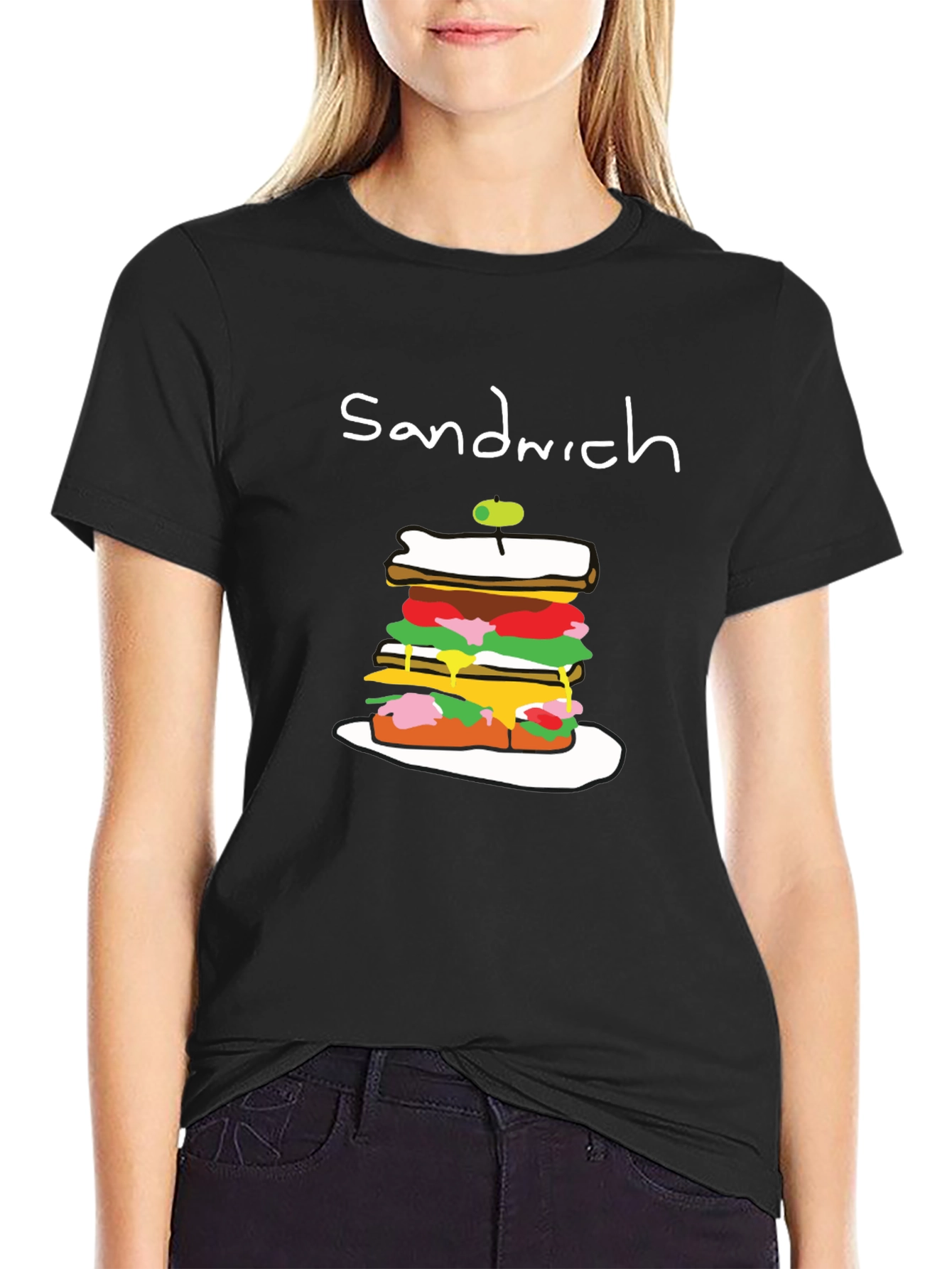 Sandwich Graphic Tee - Black Cotton T-Shirt