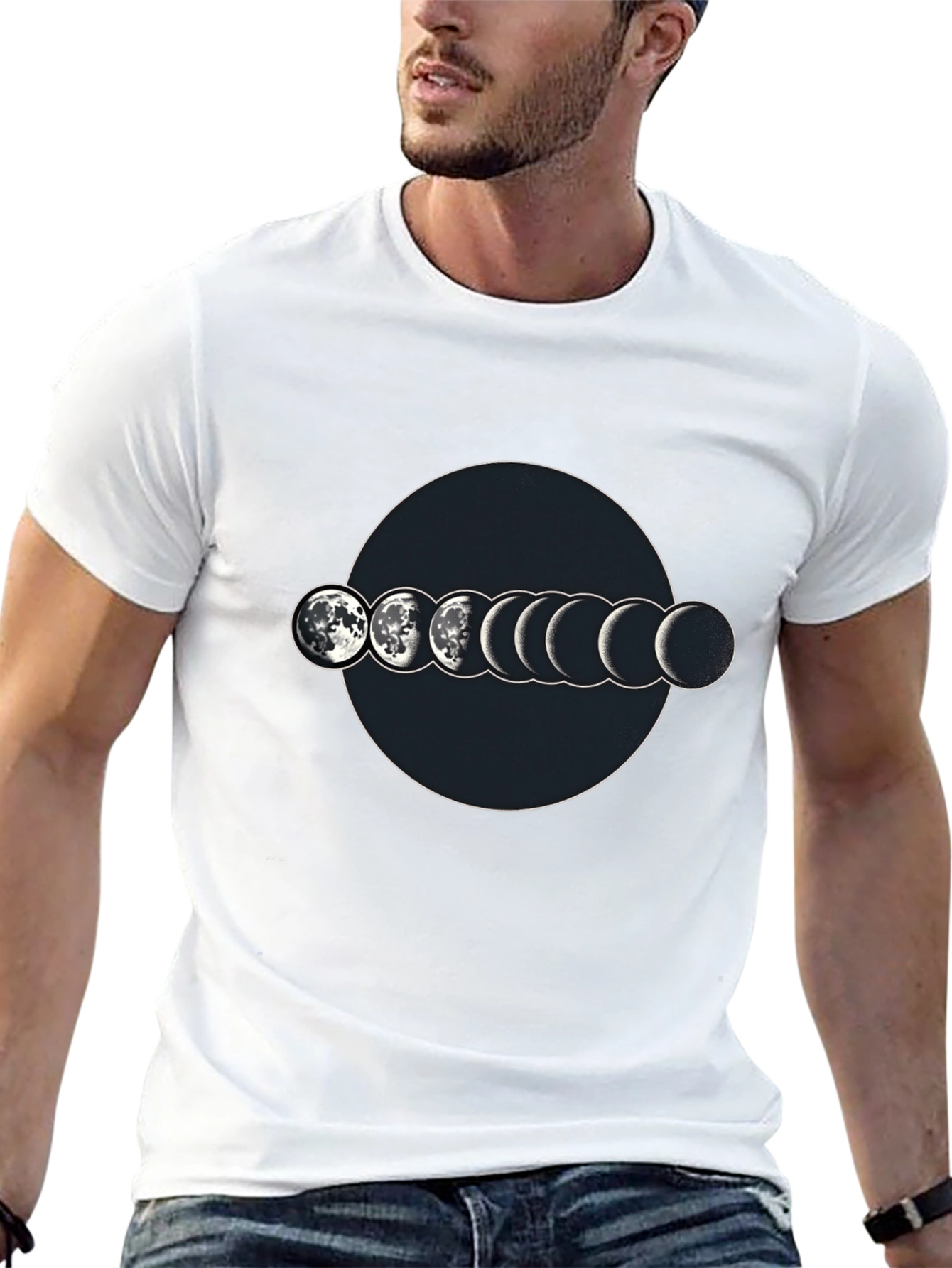Lunar Phase Graphic T-Shirt - Mens Black Tee